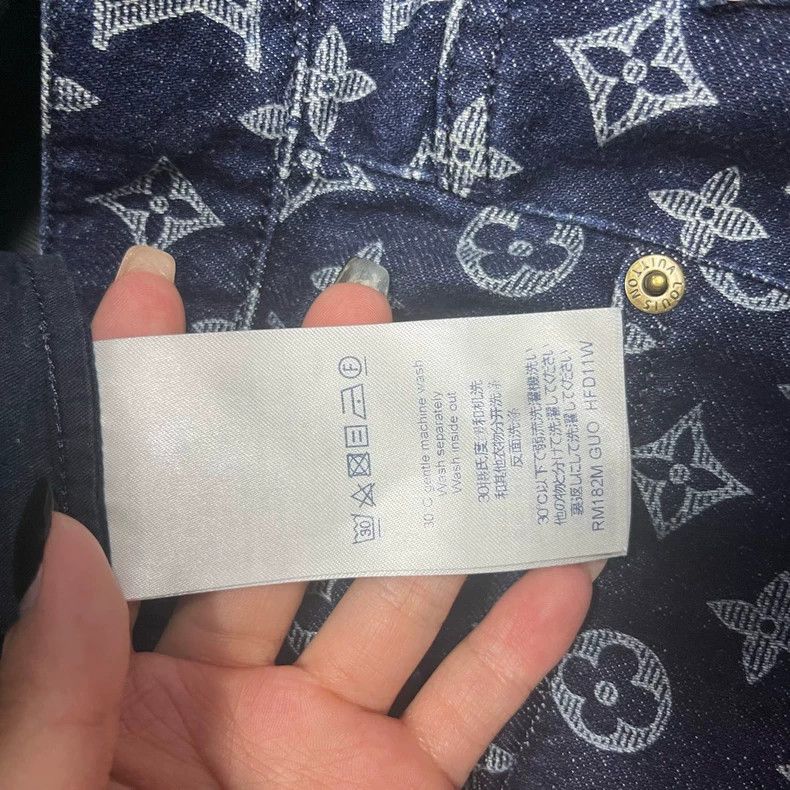 Louis Vuitton Louis Vuitton Blue Straight Leg Print Jeans Size US 31 - 4 Thumbnail