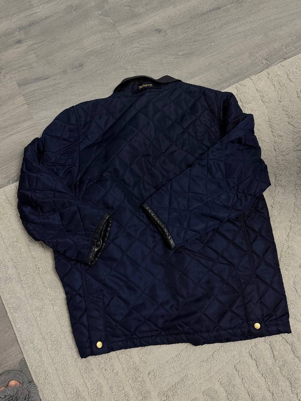 Burberry Rare Vintage Burberry Men Quilted Jacket Blue Leather Collar Size US M / EU 48-50 / 2 - 5 Thumbnail