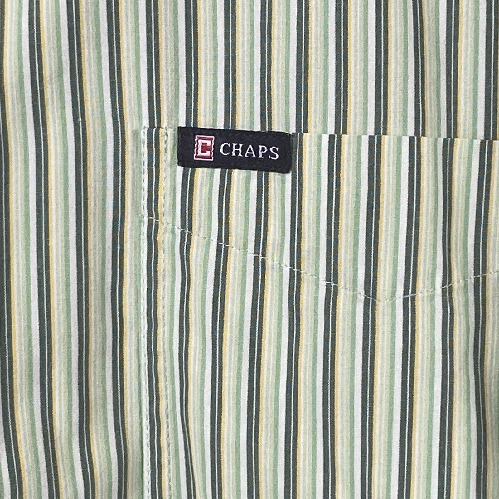 Chaps Chaps Mens XL Button Down Shirt Long Sleeve Striped Green Size US XL / EU 56 / 4 - 4 Thumbnail