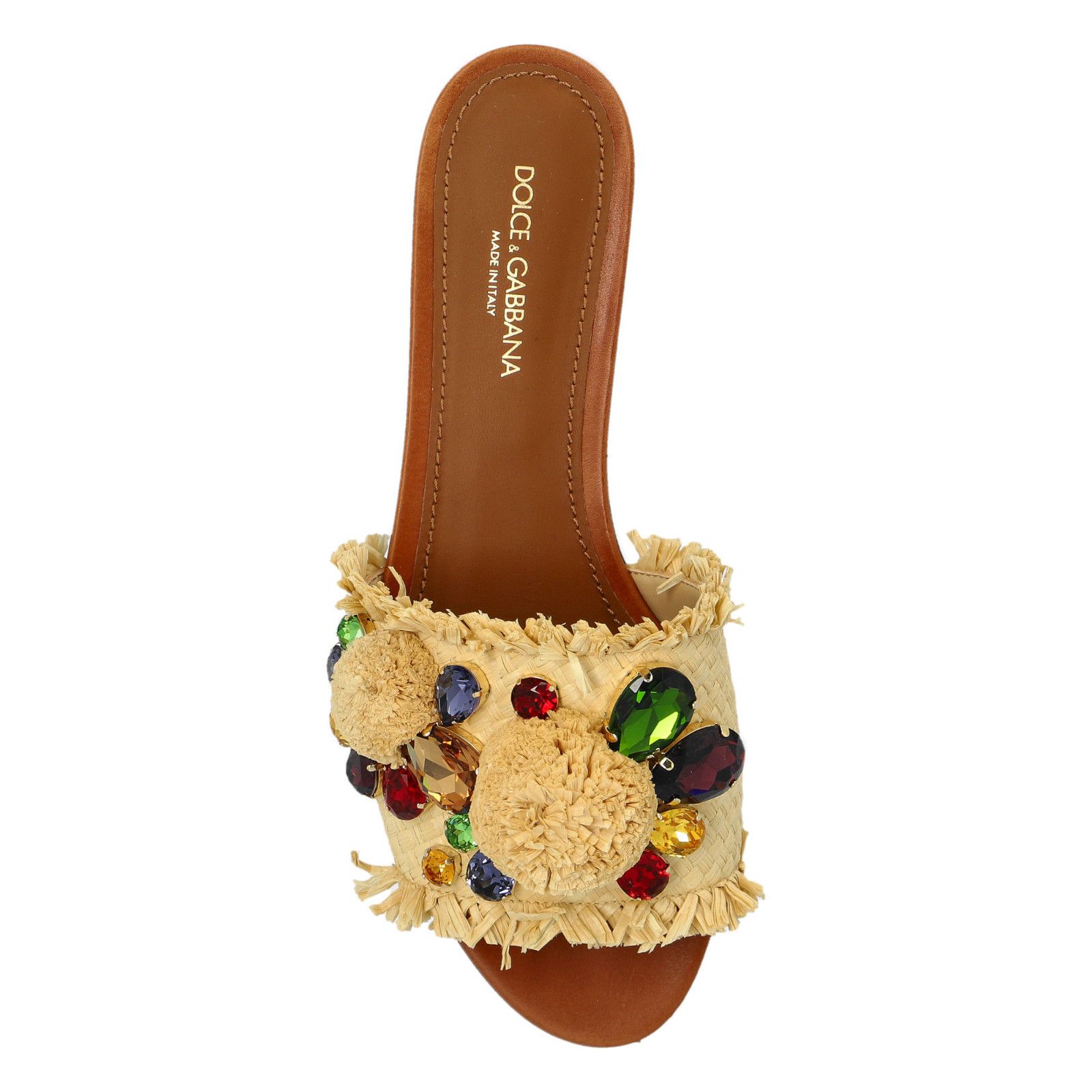 Dolce & Gabbana DOLCE&GABBANA Crystal Beige Raffia Slides New & Authentic (W Size US 10 / IT 40 - 4 Thumbnail