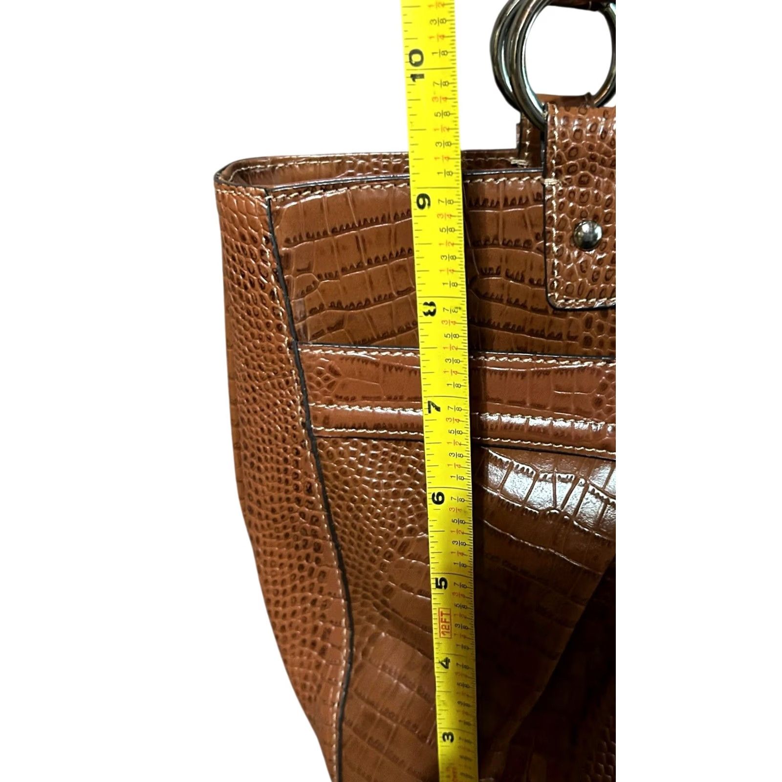 Etienne Aigner Etienne Aigner Chestnut Brown Leather Croc Embossed Shoulder Bag Women’s Size ONE SIZE - 7 Thumbnail