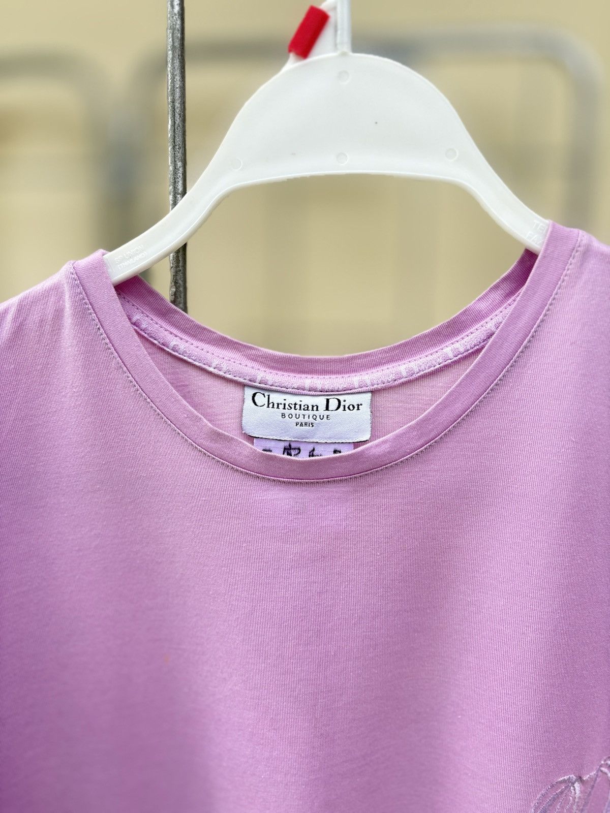 Dior Christian Dior CD embroidery logo pink tee Size S / US 4 / IT 40 - 15 Thumbnail