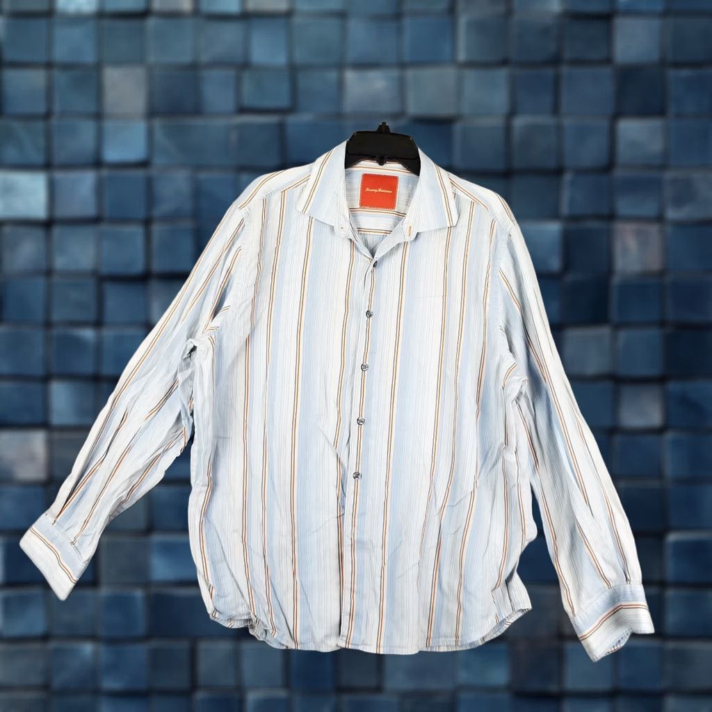Tommy Bahama Tommy Bahama Genova Stripe Ocean Deep Long Sleeve Shirt Men XL Multicolor Button-Down Collared Shirt Size US XL / EU 56 / 4 - 1 Thumbnail