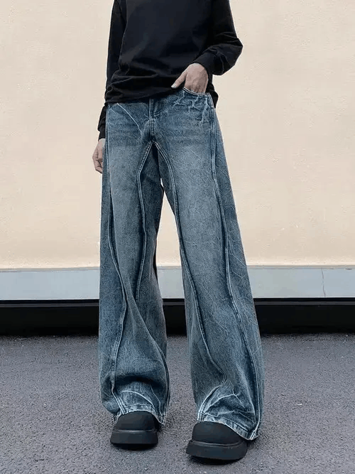 Japanese Brand × Jean Baggy retro washed wide-leg jeans Size US 34 / EU 50 - 1 Thumbnail