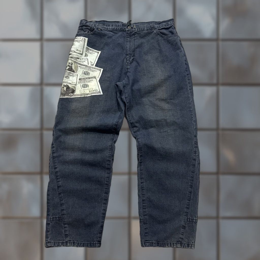 Vintage VINTAGE Makaveli Jeans Baggy 90s Dollar Bills Money Blue Denim Wide-Leg Men 42x34 Womens? Mens Size US 42 / EU 58 - 1 Thumbnail