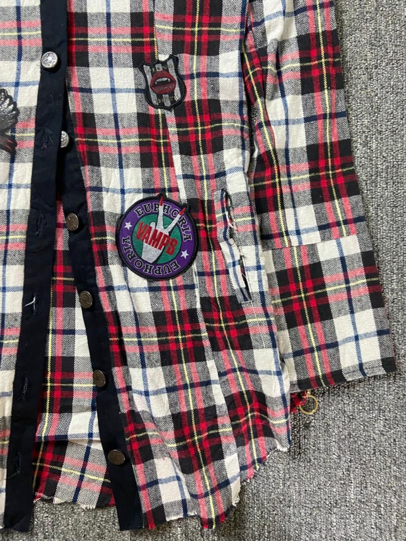 Japanese Brand Vamps 2010 Band Merchandise Hooded Plaid Shirt (203) Size US XXS / EU 40 - 7 Thumbnail