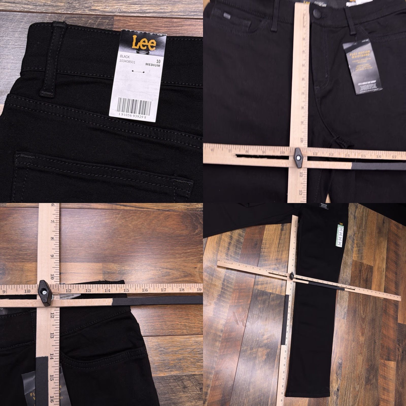 Lee Lee Jeans Womens 10 Medium Black Regular Straight Stretch Mid Rise 5-Pocket Denim NWT Size 32" / US 10 / IT 46 - 9 Thumbnail