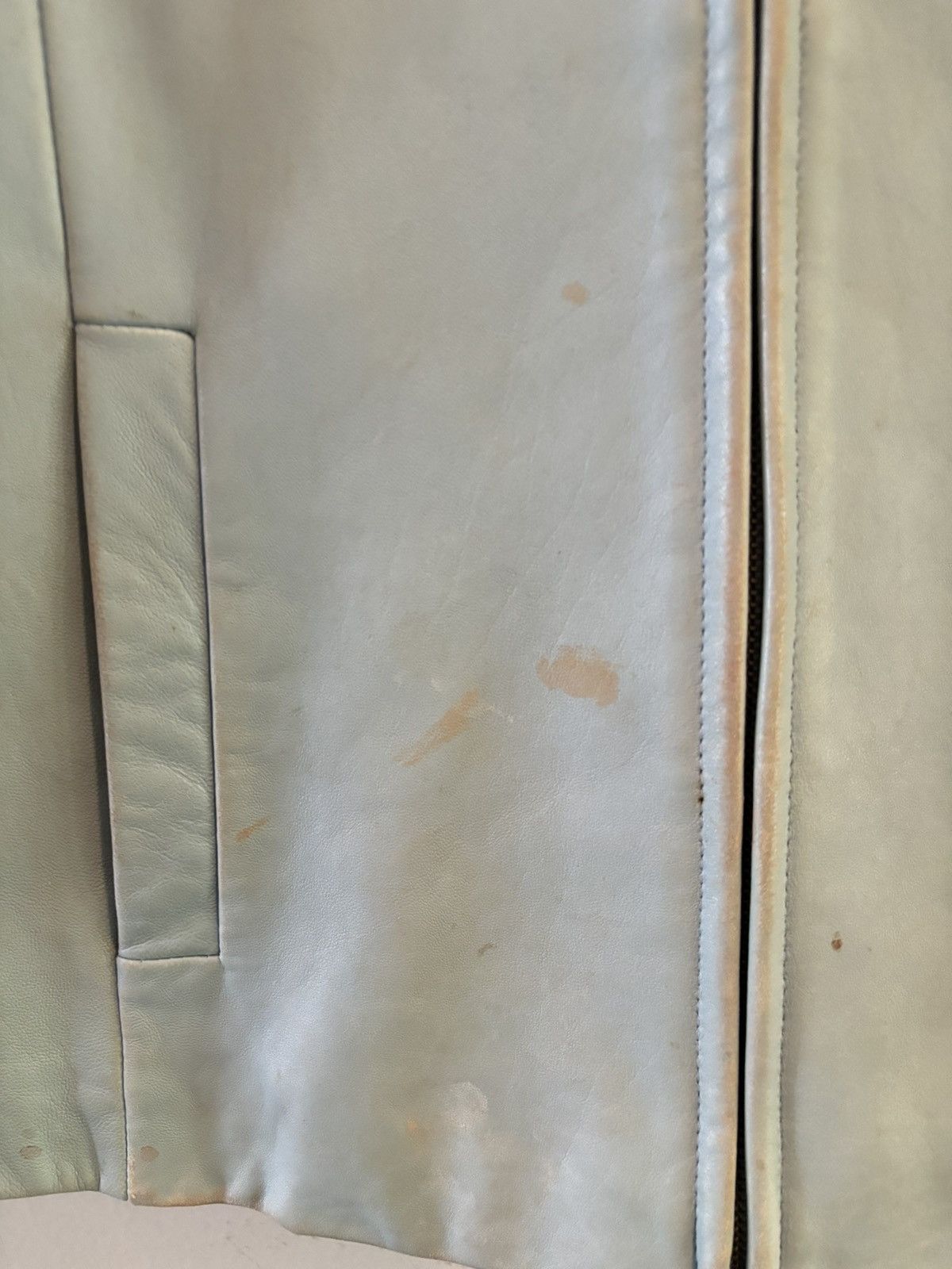 Liz Claiborne Vintage Liz Claiborne Stained Light Blue Leather Jacket Size L / US 10 / IT 46 - 6 Thumbnail
