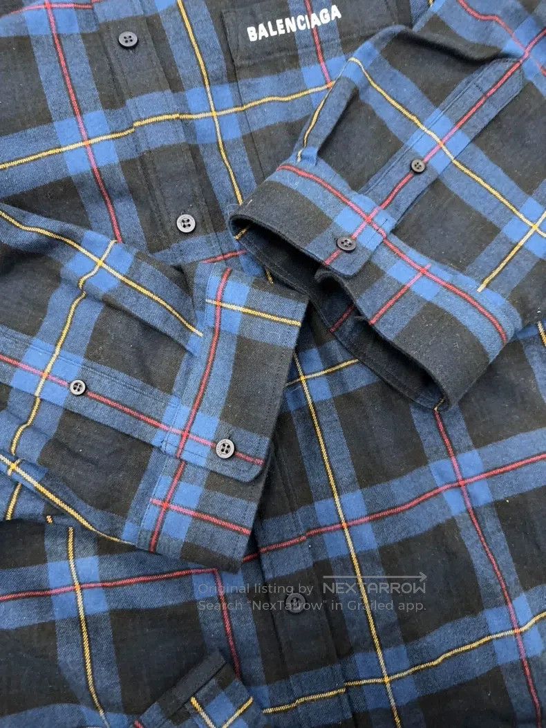 Balenciaga Balenciaga Loose Plaid Shirt, Blue, Size L Size US S / EU 44-46 / 1 - 6 Thumbnail