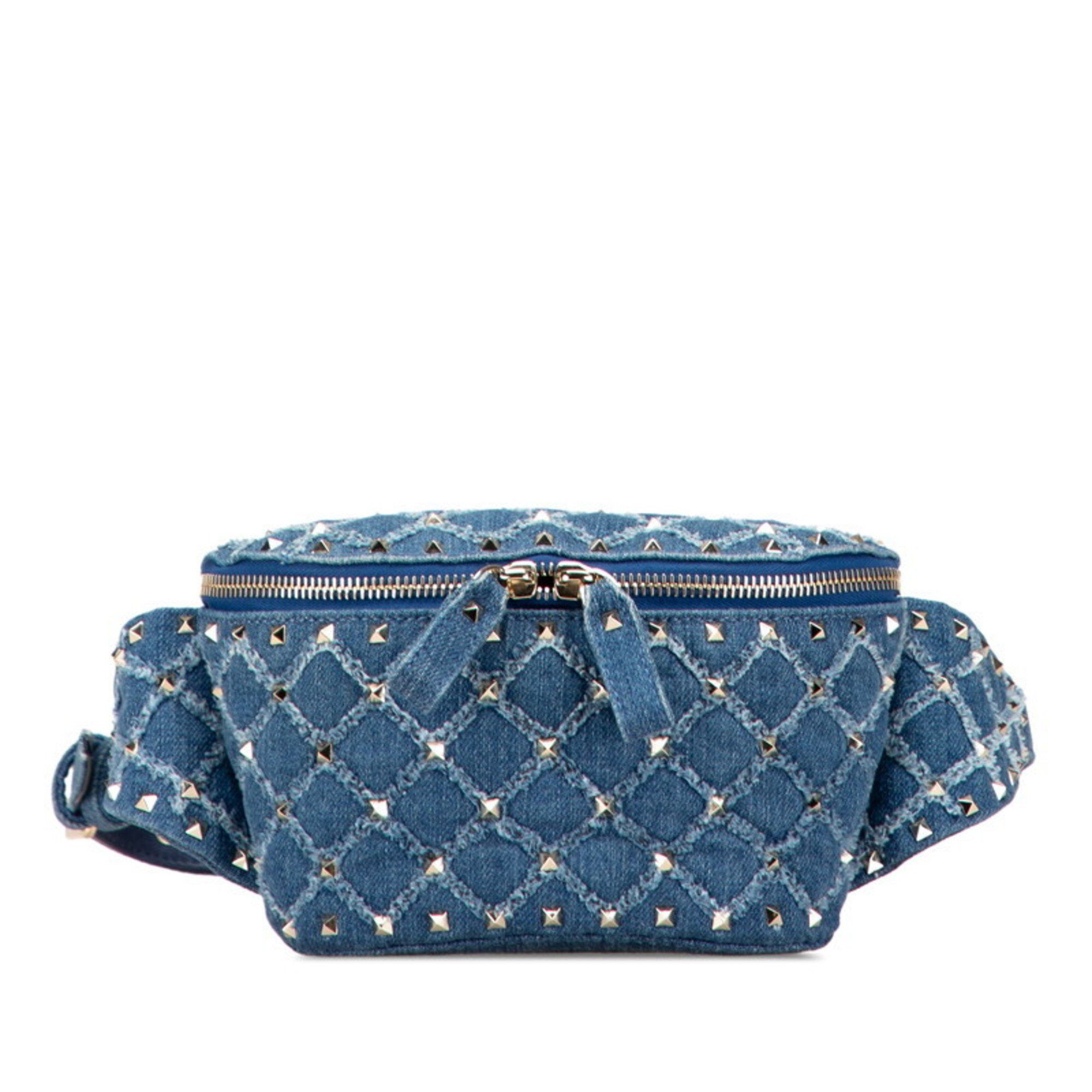 Valentino Valentino Studded Waist Bag/Body Bag in Blue and Silver Denim Leather for Women Size ONE SIZE - 1 Thumbnail