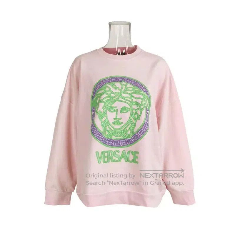 Versace Versace Pink Cotton Embroidered Logo Sweatshirt . Size M / US 6-8 / IT 42-44 - 1 Thumbnail