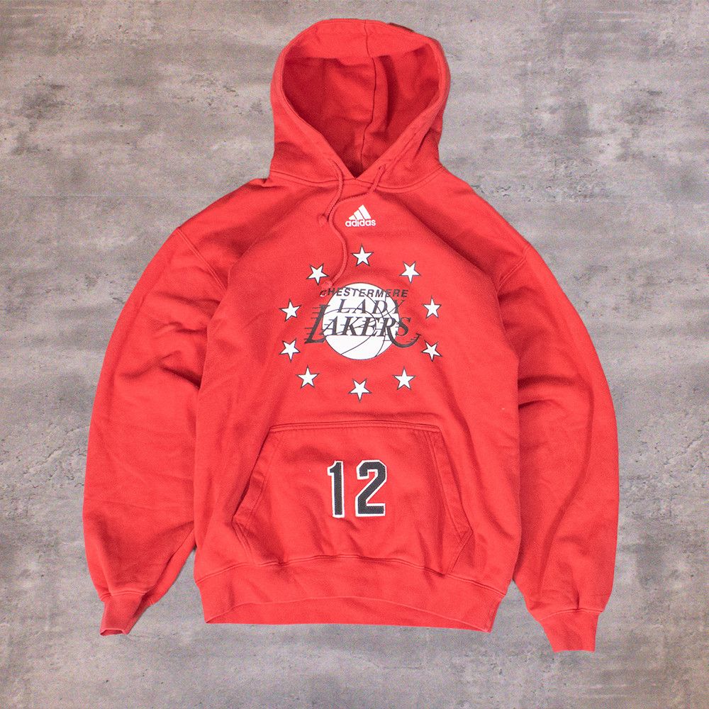Adidas × Vintage Y2K 2000'S Adidas Center Swoosh Lakers Red Hoodie Sweater Size US M / EU 48-50 / 2 - 1 Thumbnail
