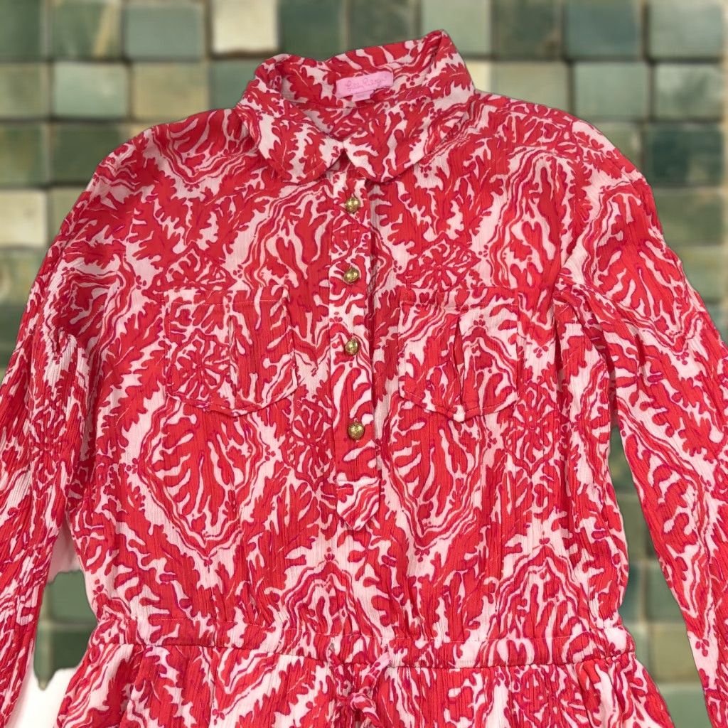 Lilly Pulitzer Lilly Pulitzer 4 Seersucker Textured Mini Above Knee Dress Pink Size S / US 4 / IT 40 - 1 Thumbnail