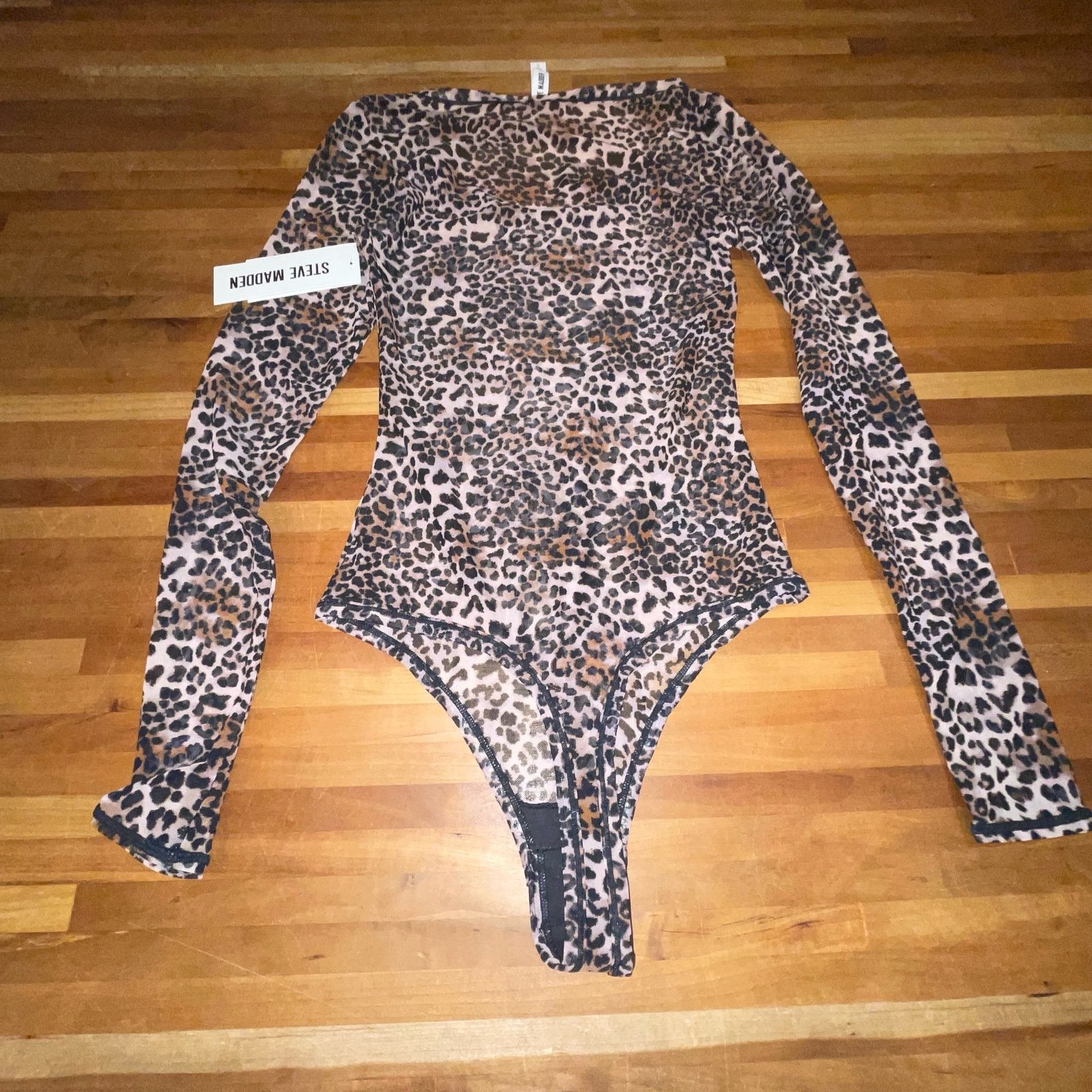Steve Madden Steve Madden Women's Long-Sleeve Mesh Bodysuit Cheetah small Size S / US 4 / IT 40 - 6 Thumbnail