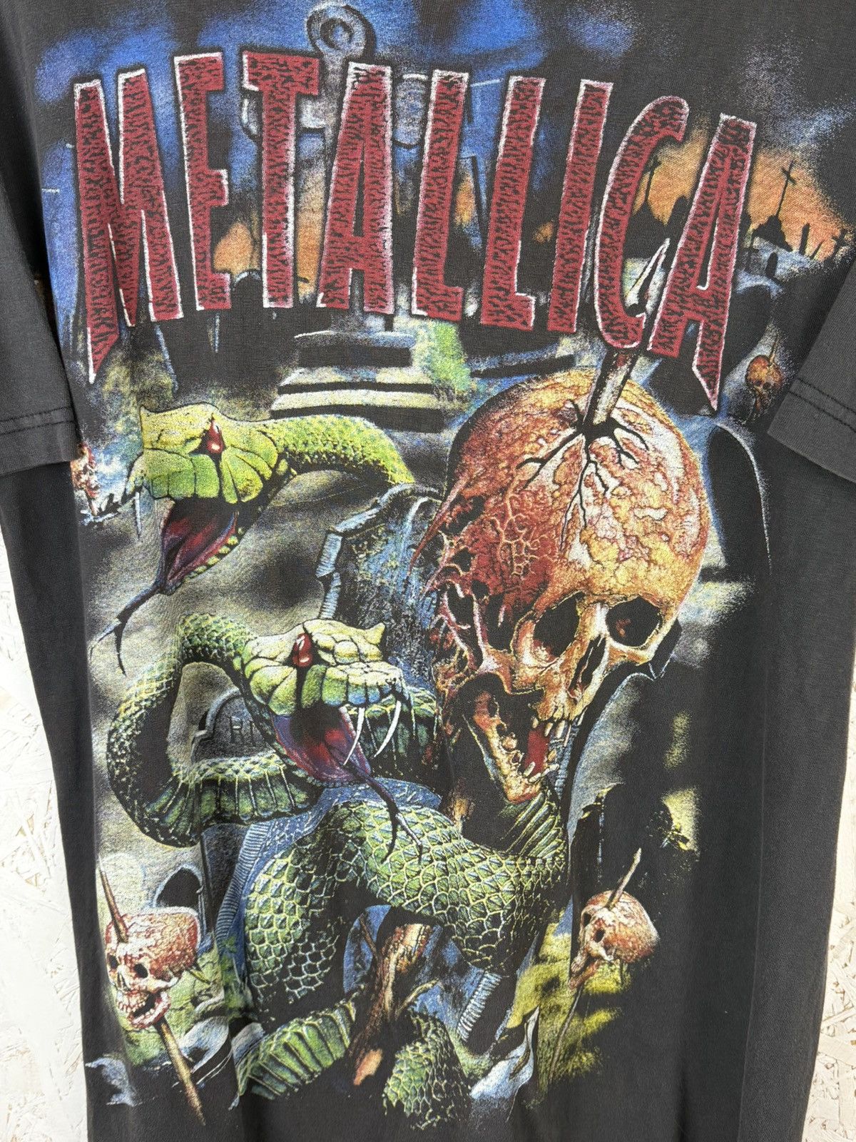 Band Tees 90s Metallica Boot Metal Band Snake Skull Distressed T-Shirt Size US XL / EU 56 / 4 - 2 Thumbnail