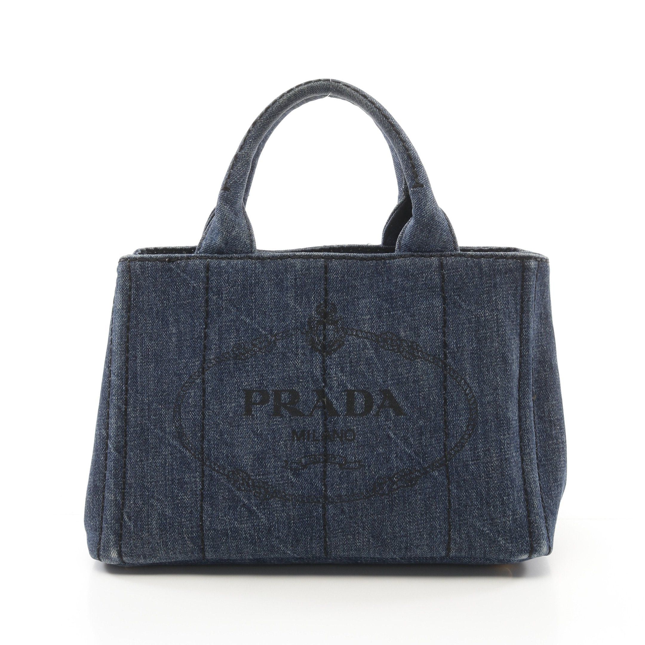 Prada Prada Canapa Kanapa Mini Handbag Tote Bag Denim Indigo Blue Size ONE SIZE - 1 Thumbnail