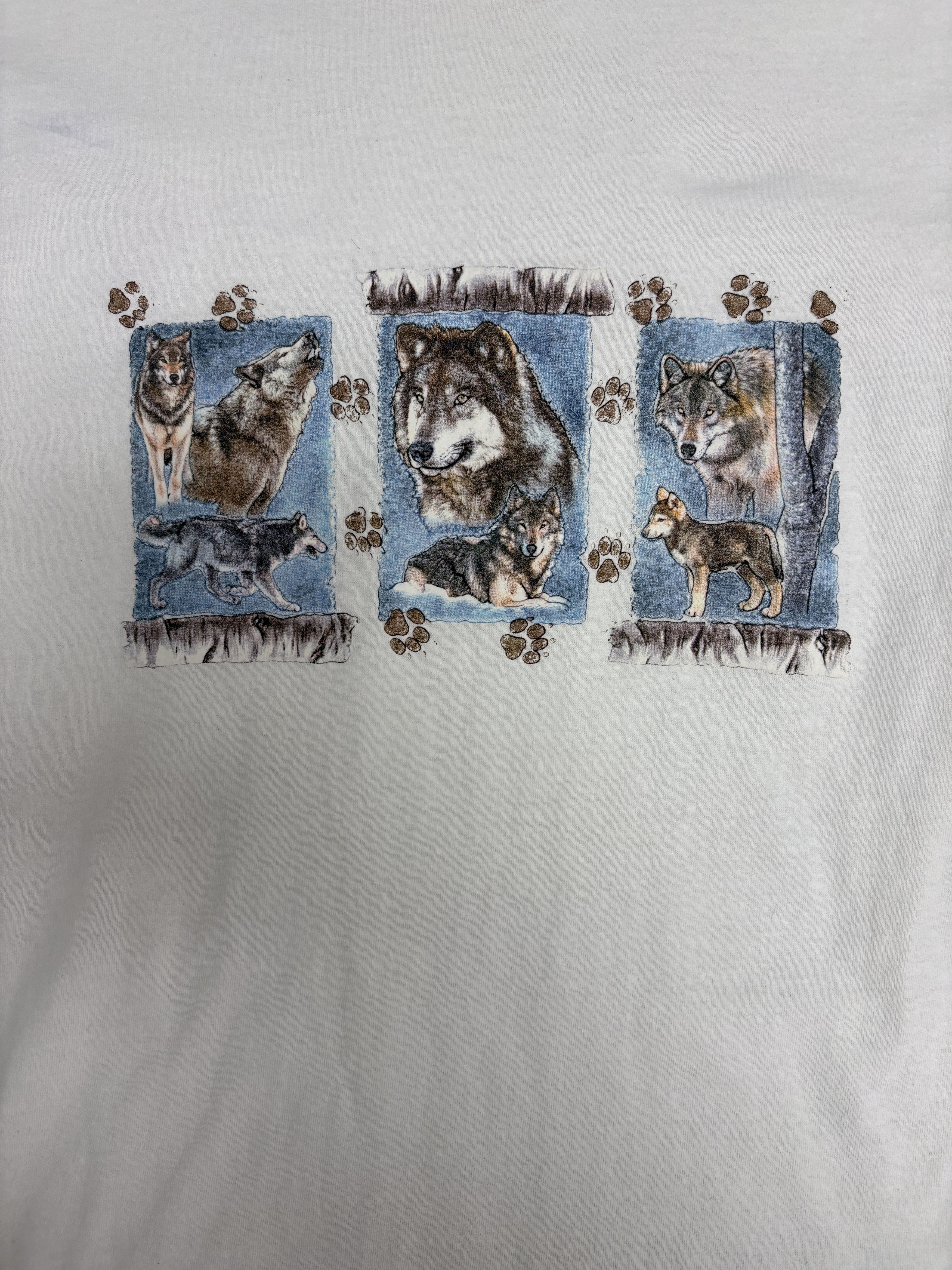 Vintage Wolves Scenic Vintage White Y2K T-Shirt Tee Size US L / EU 52-54 / 3 - 2 Thumbnail