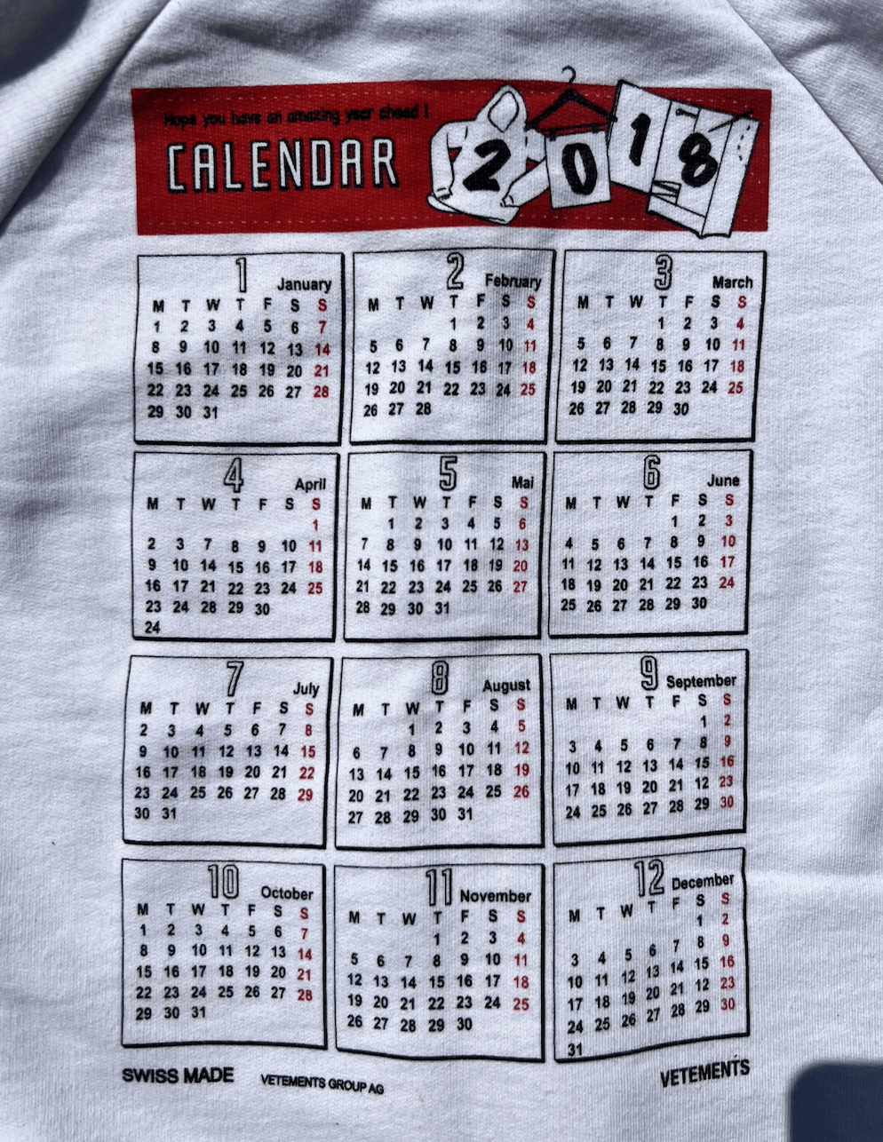 Vetements Vetements Calendar Hoodies Size US S / EU 44-46 / 1 - 3 Thumbnail