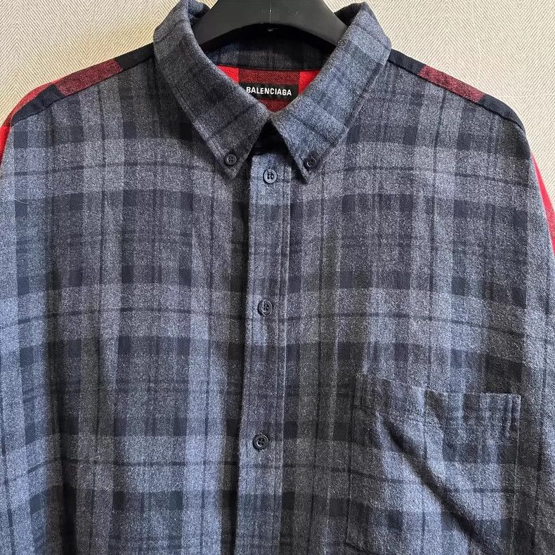 Balenciaga Balenciaga SS21 Black and Red Plaid Patchwork Embroidered l Size US XS / EU 42 / 0 - 3 Thumbnail