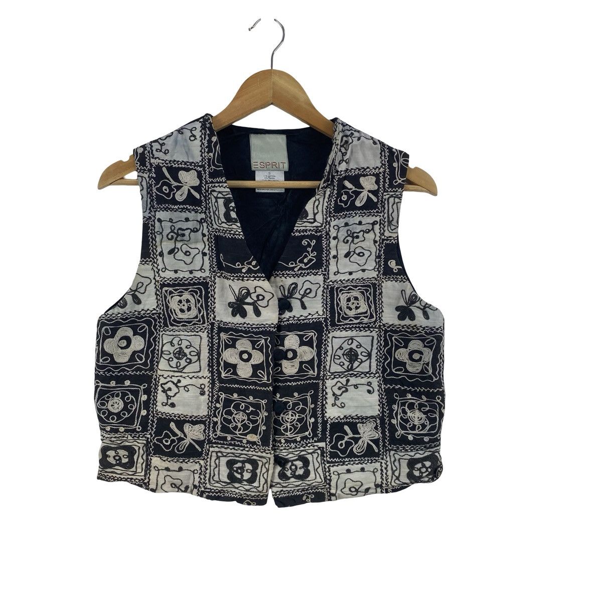Esprit Vintage 90s ESPRIT Floral Embroidered Cropped Waistcoat Size S / US 4 / IT 40 - 5 Thumbnail