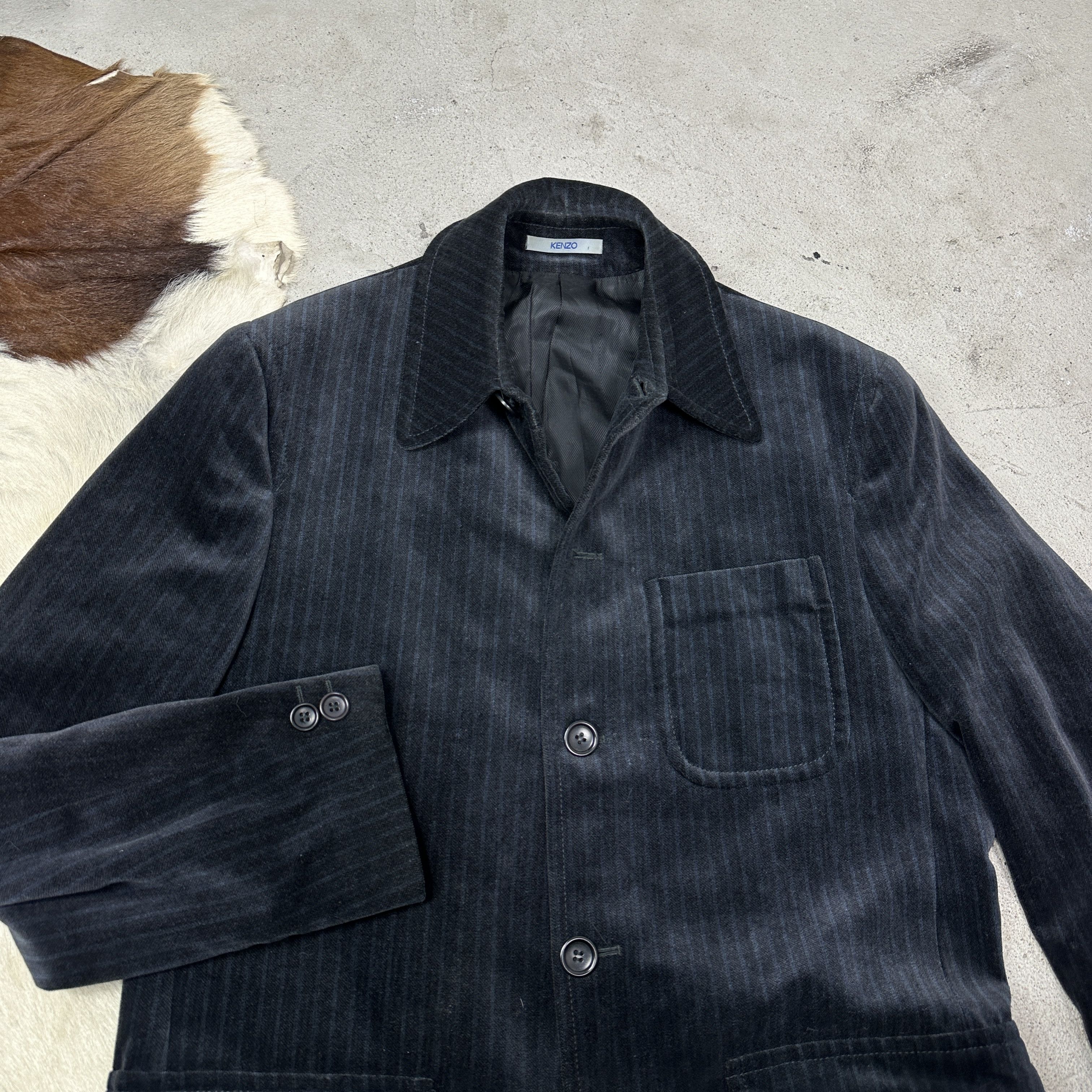 Kenzo Vintage Avant Garde Striped Velvet Kenzo Blazer Y2K Size L / US 10 / IT 46 - 3 Thumbnail