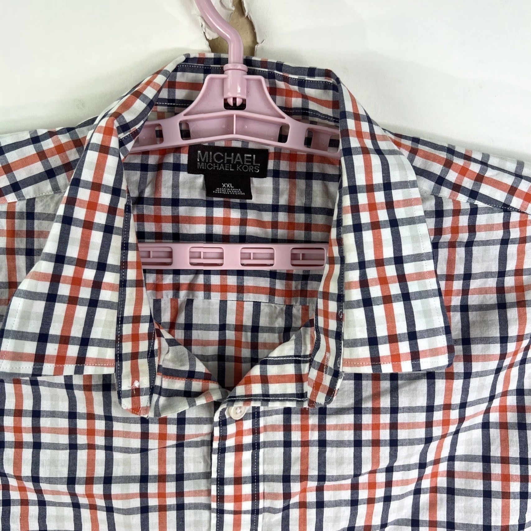 Michael Kors Michael Kors Plaid Print Button Up Shirt Men 2XL Orange Long Sleeve Casual Workwear Shirt Size US XXL / EU 58 / 5 - 3 Thumbnail