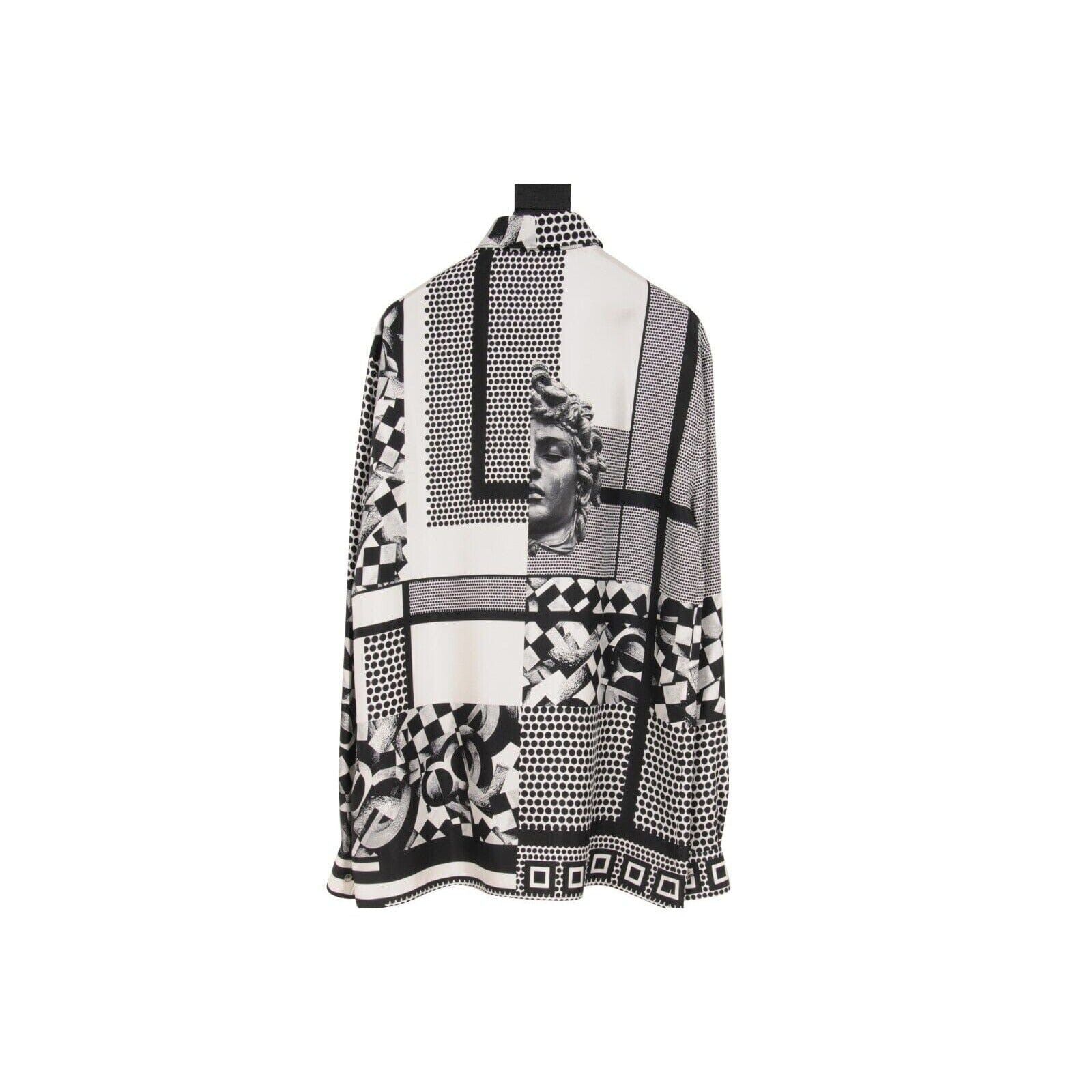 Versace Black White Silk Medusa Print Button Down Shirt Size US M / EU 48-50 / 2 - 2 Thumbnail