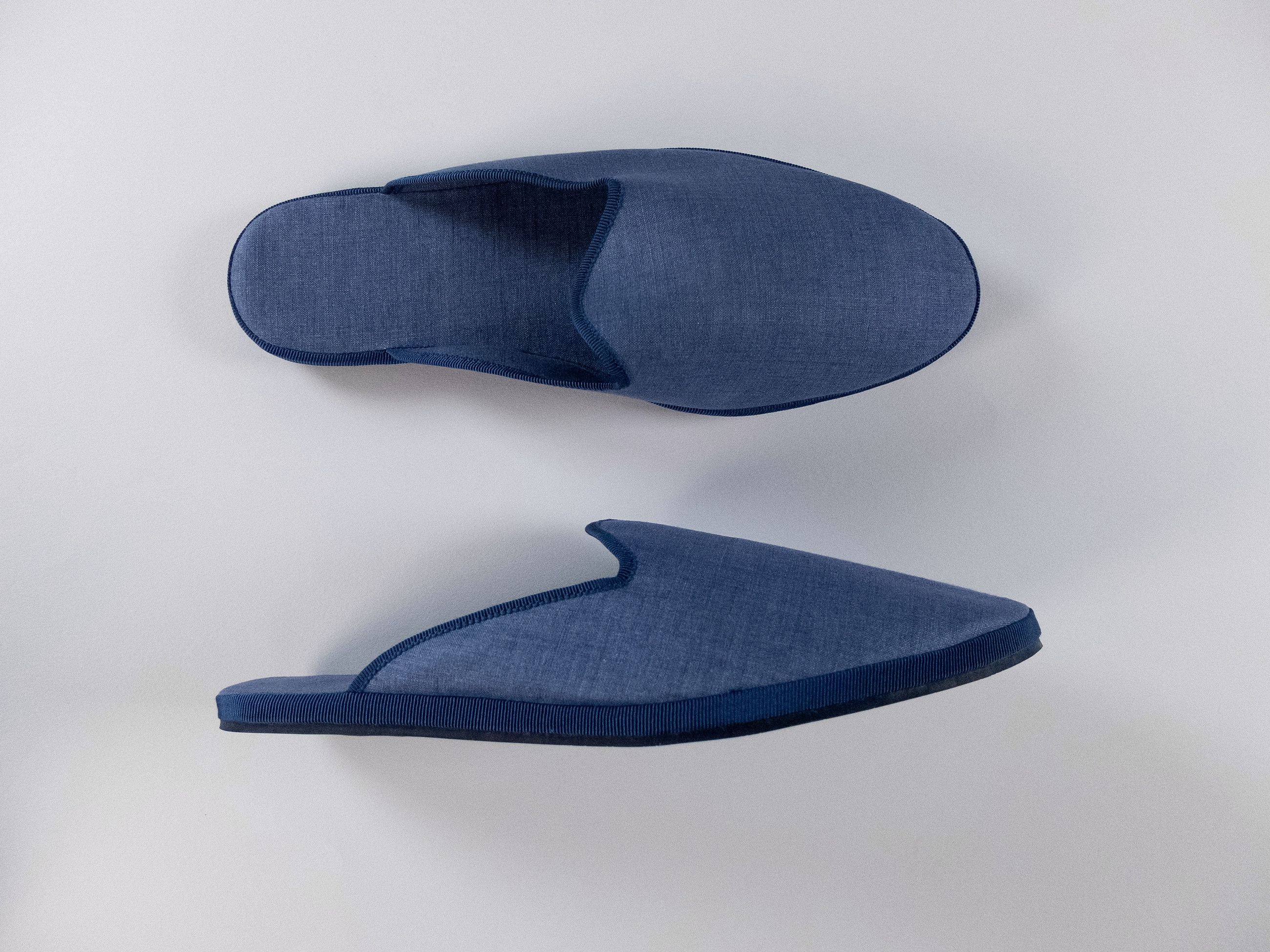 Loro Piana LORO PIANA Open Venice Solaire blue cotton linen slippers 10 Size US 10 / EU 43 - 2 Thumbnail