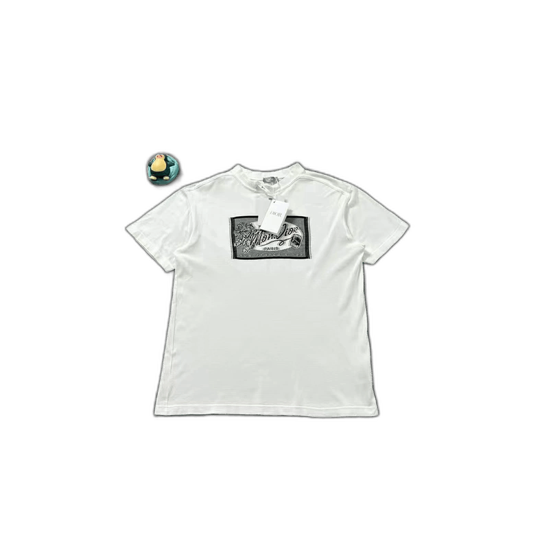 Dior Dior White Stamp Embroidered Short Sleeve Size US S / EU 44-46 / 1 - 1 Thumbnail