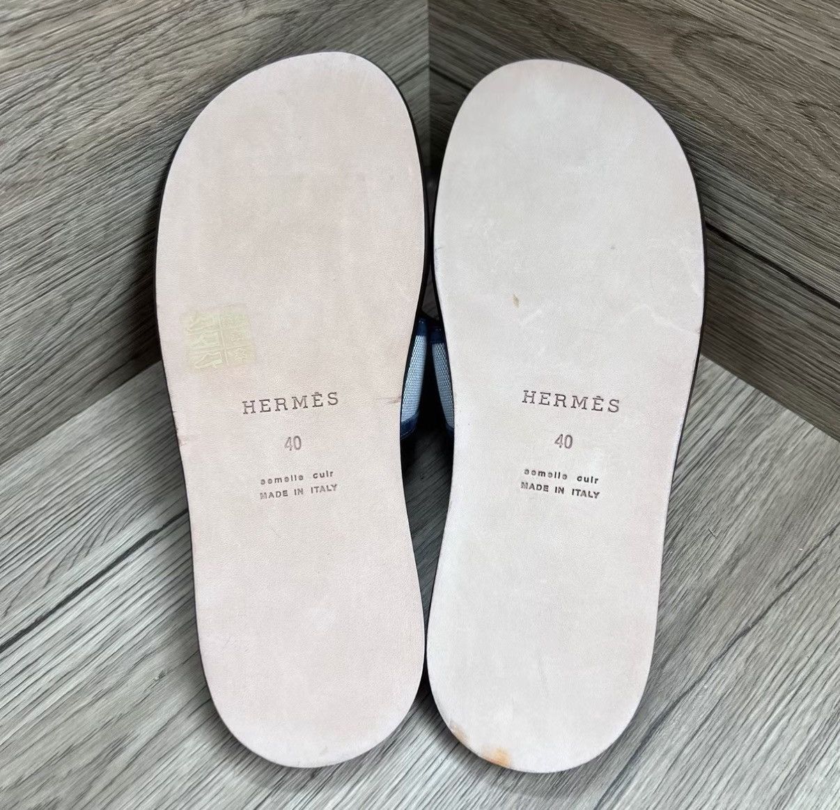 Hermes Hermès Blue & Grey H Slippers J41 Size US 7 / EU 40 - 6 Thumbnail