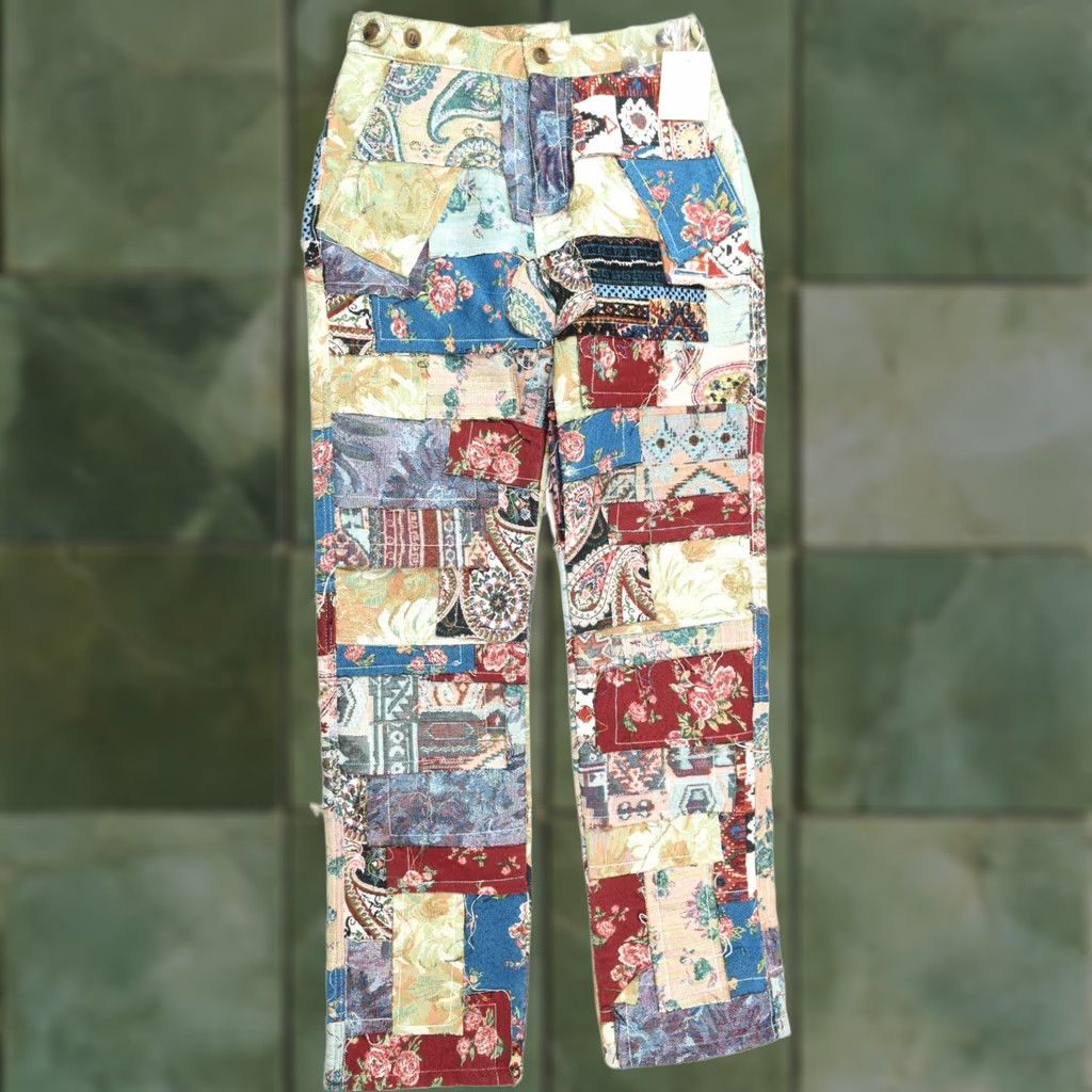 MNML MNML Paneled Blanket Pants Red Blue Heavyweight Slim Fit Pants Mens 28x33 Multicolor Geometric Pattern 90s Size US 28 / EU 44 - 1 Thumbnail