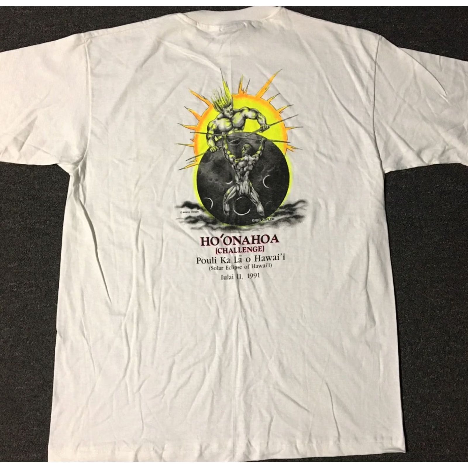 Vintage VINTAGE Hawaii Shirt Shop T-Shirt Mens L White 90s Solar Eclipse Beach USA Surf Sun Kona Eclipse Size US L / EU 52-54 / 3 - 2 Thumbnail