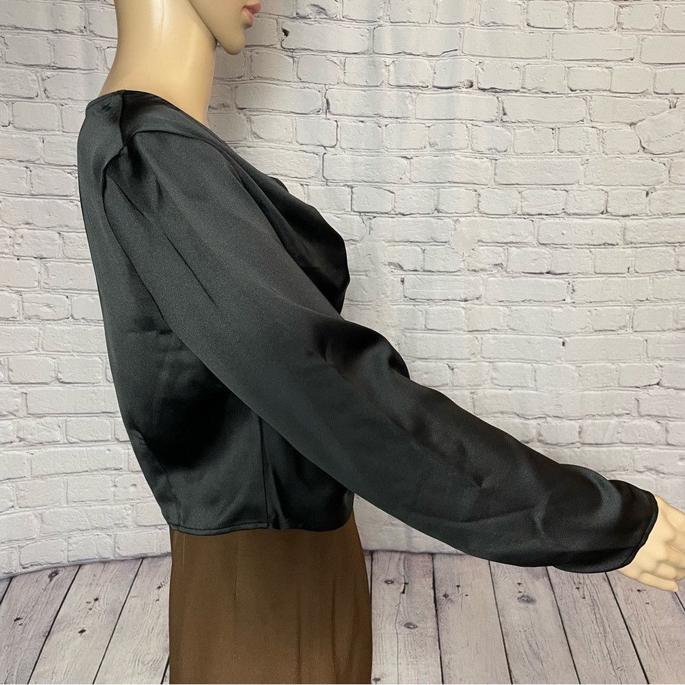 House of Harlow NWT New House of Harlow 1960 Black Satin Long Sleeve Blouse Size L / US 10 / IT 46 - 4 Thumbnail