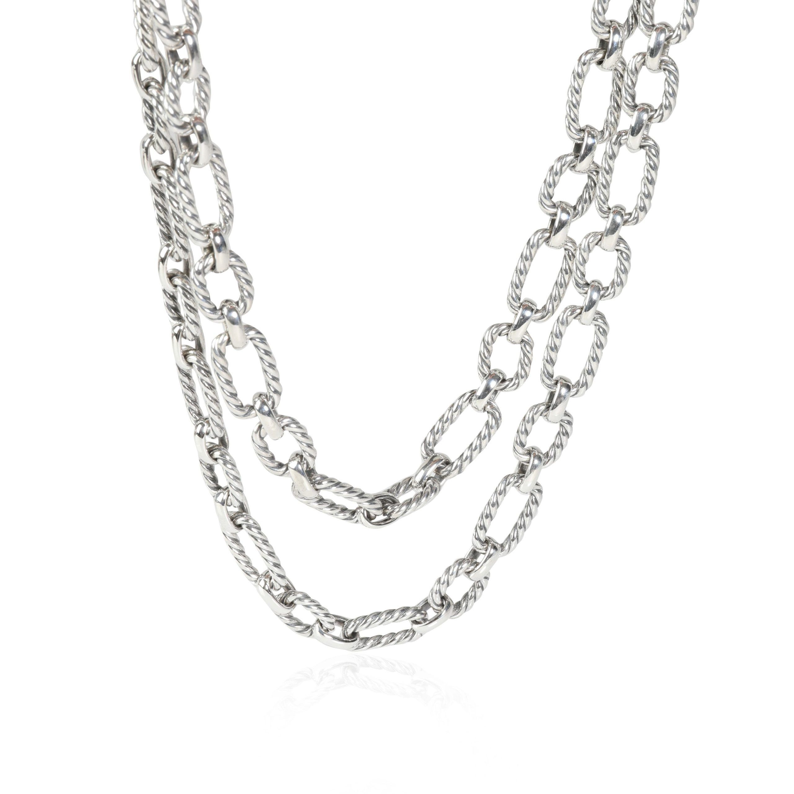 image of David Yurman Cushion Link Necklace In Sterling Silver, Women's