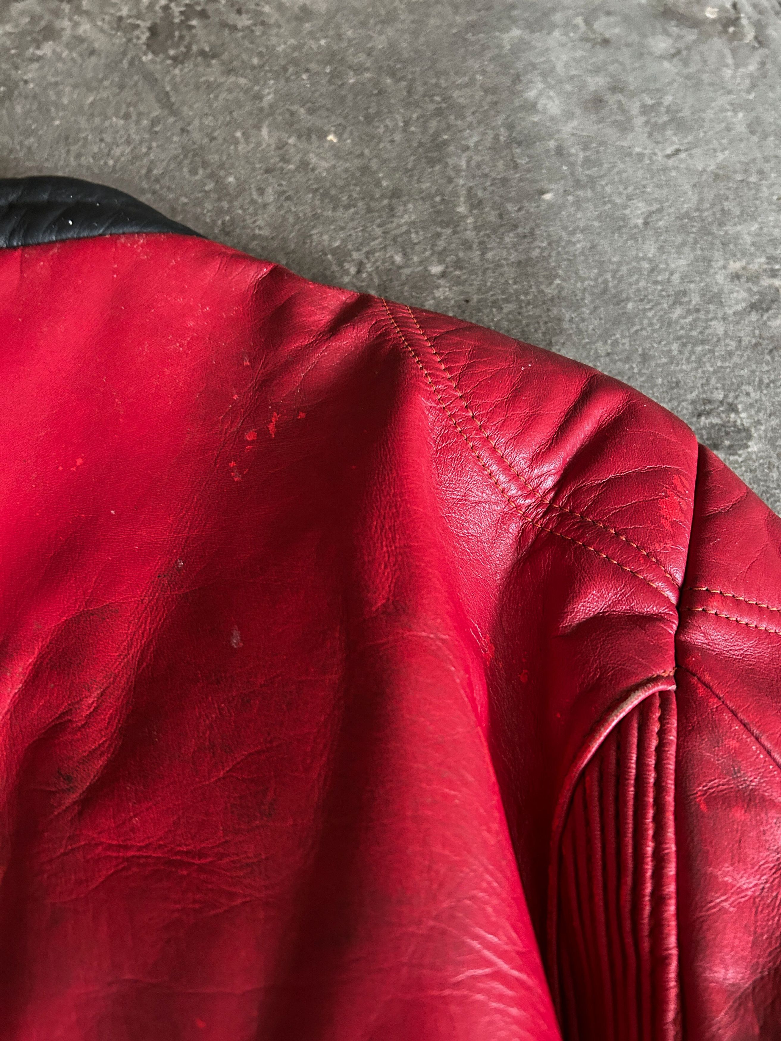 Vintage Vintage Red Black Leather Motorcycle Racing Jacket Biker Size US M / EU 48-50 / 2 - 13 Thumbnail