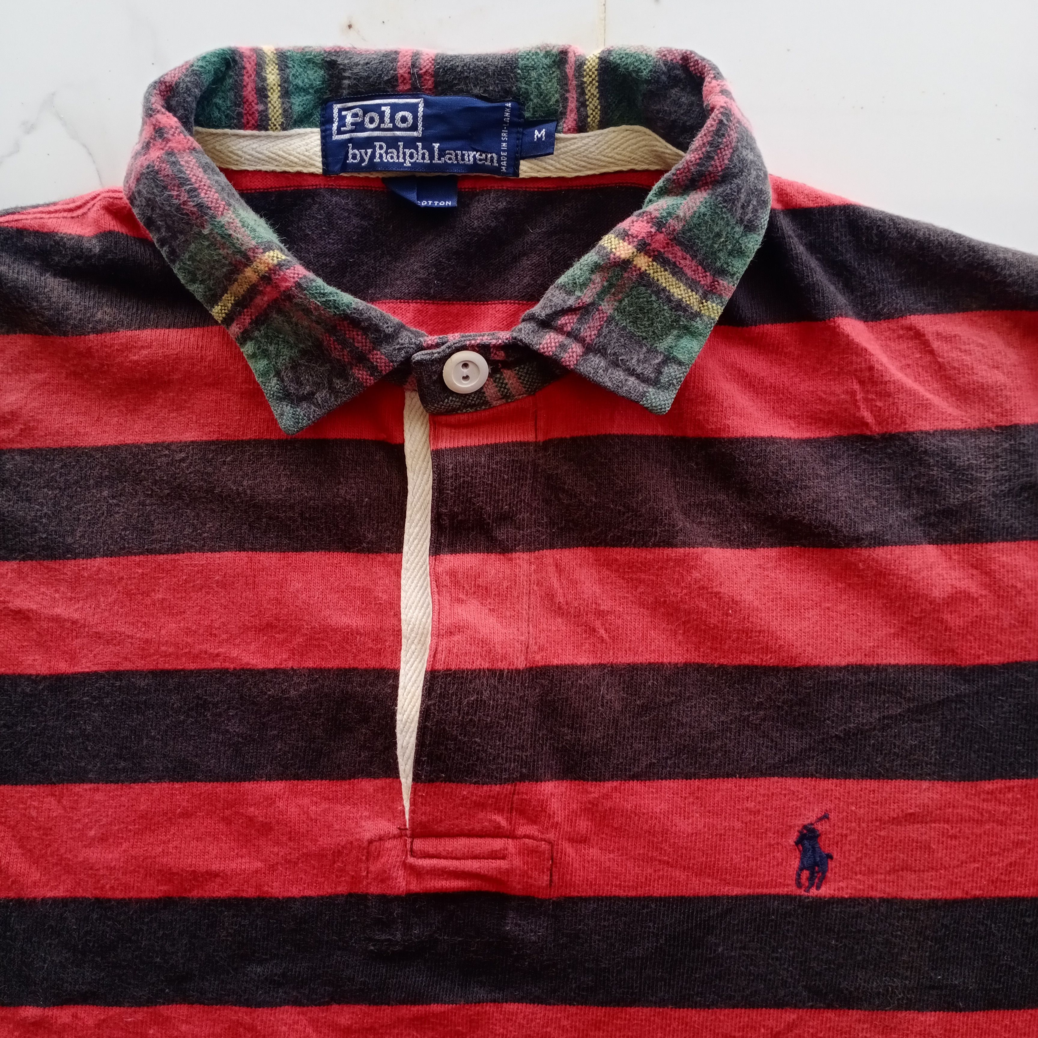 Polo Ralph Lauren Y2K Polo Ralph Lauren Rugby Long Tartan Stripe Rare Size US M / EU 48-50 / 2 - 2 Thumbnail