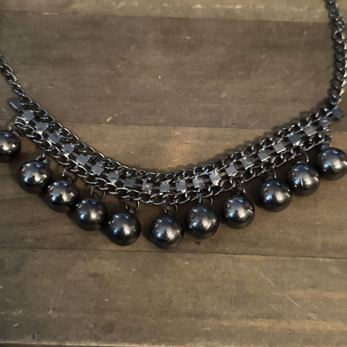 Other Silver tone rhinestone dangle balls collar necklace Size ONE SIZE - 4 Thumbnail