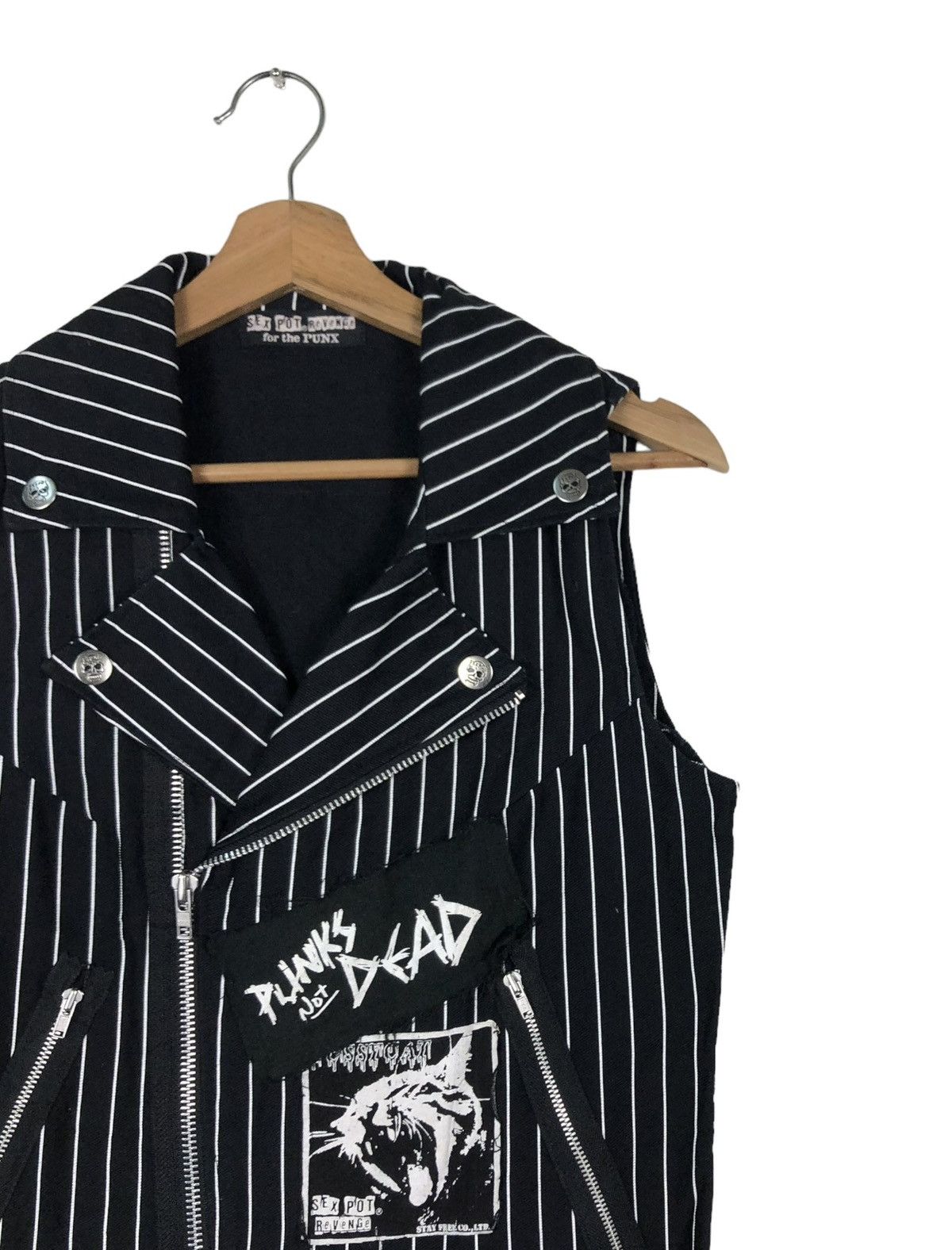 Japanese Brand BIKER TANKTOP SEX POT REVENGE FOR THE PUNK STRIPE PARACHUTE Size US M / EU 48-50 / 2 - 6 Thumbnail