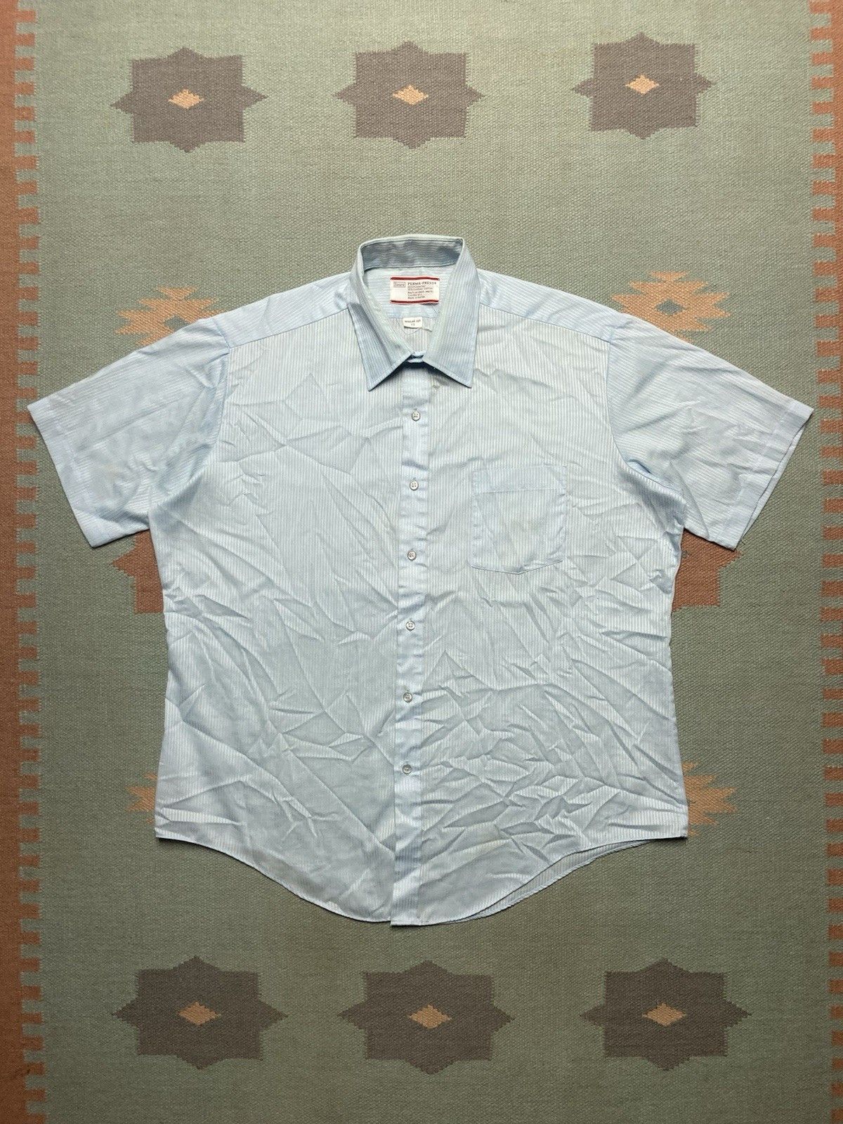Vintage Vtg 80s button shirt Sears poly cotton lightweight stripe XL Size US XL / EU 56 / 4 - 1 Thumbnail