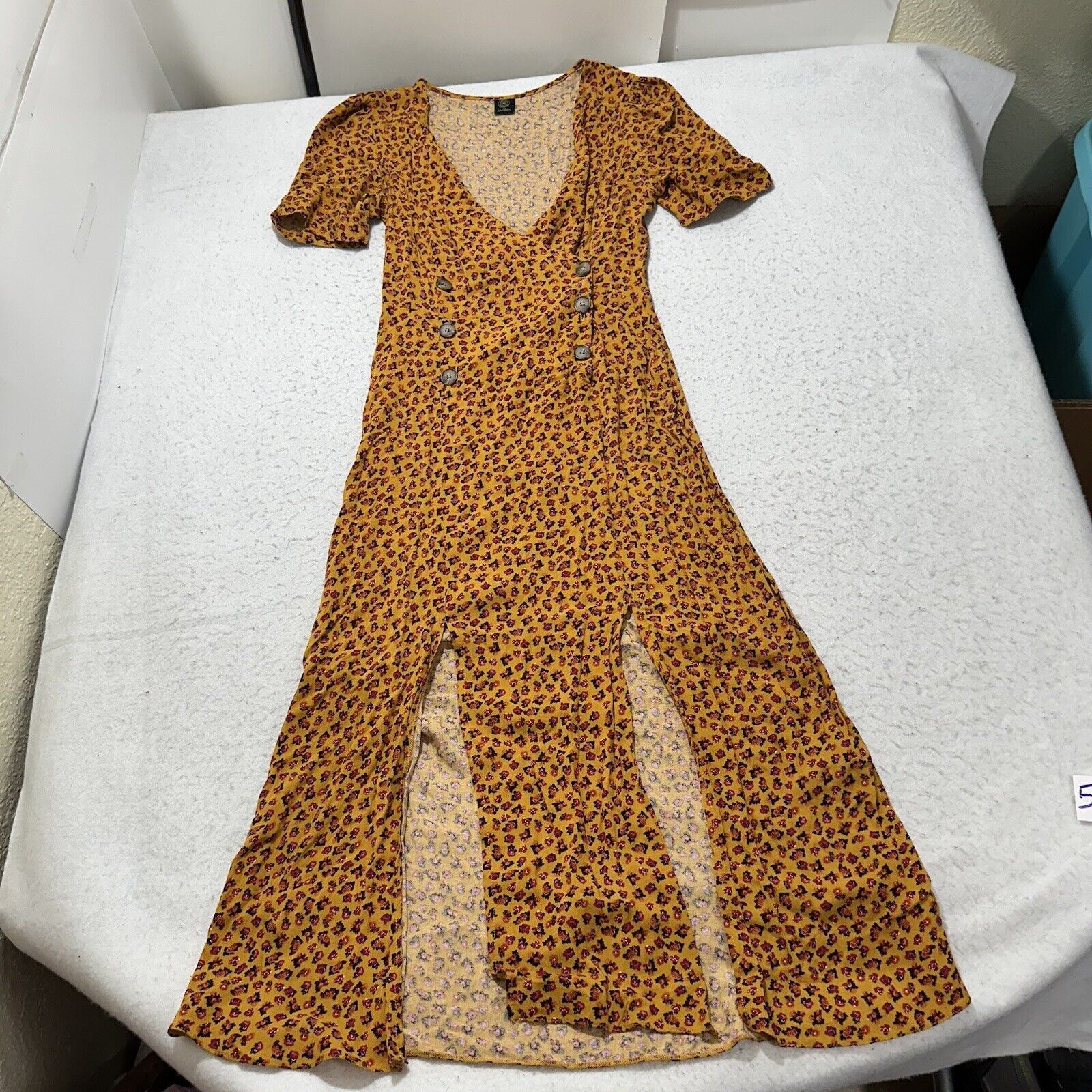 Urban Outfitters Urban Outfitters Small Front-Slit Midi Dress Floral Orange Size S / US 4 / IT 40 - 2 Thumbnail