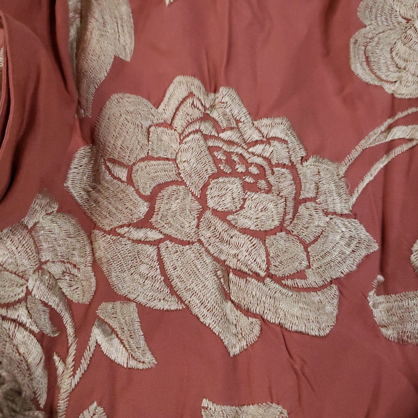 Anthropologie Anthropologie Dress Womens 8 Pink Rose Halter Embroidered Floral Fringe Hem Belt Size M / US 6-8 / IT 42-44 - 7 Thumbnail