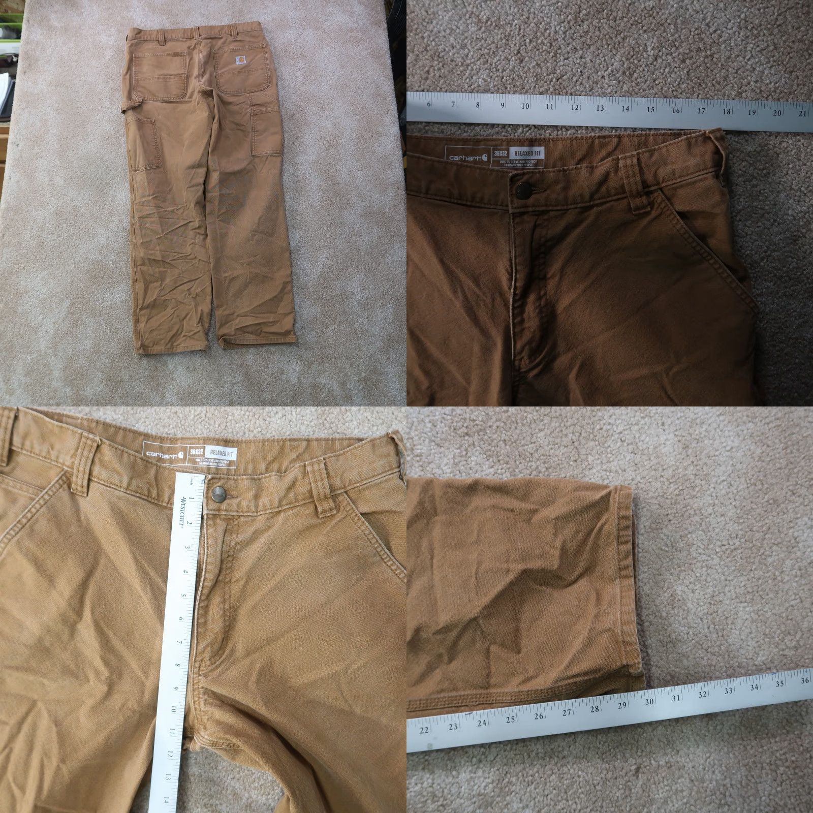 Carhartt VINTAGE Carhartt Relaxed Duck utility work Pants Men 36x32 Beige Rugged Flex Size US 36 / EU 52 - 8 Thumbnail