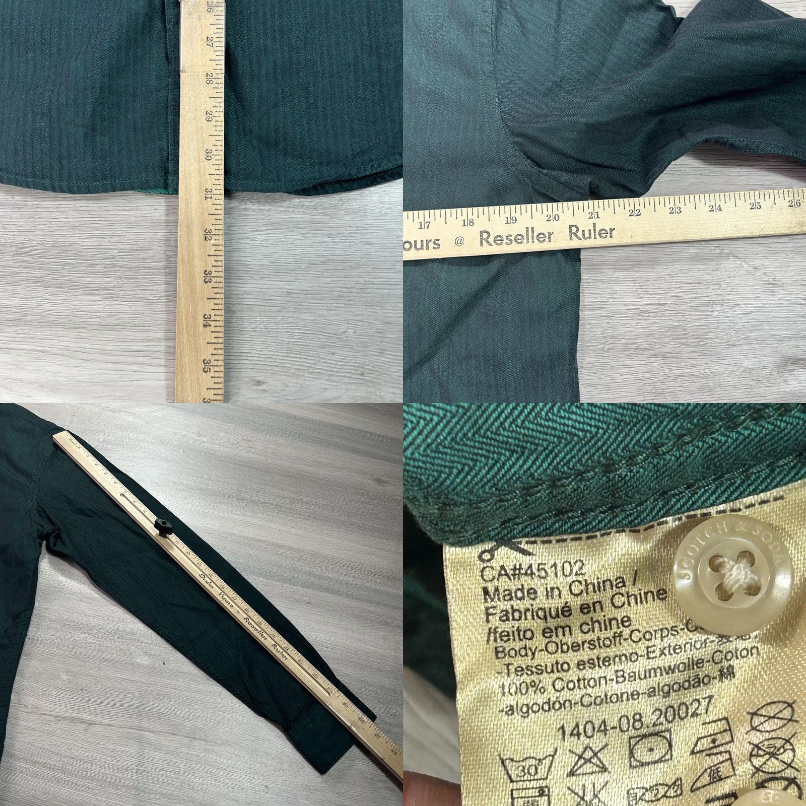 Scotch & Soda Scotch & Soda Shirt Mens L Green Herringbone Button-Down Long Sleeve Casual Size US L / EU 52-54 / 3 - 8 Thumbnail