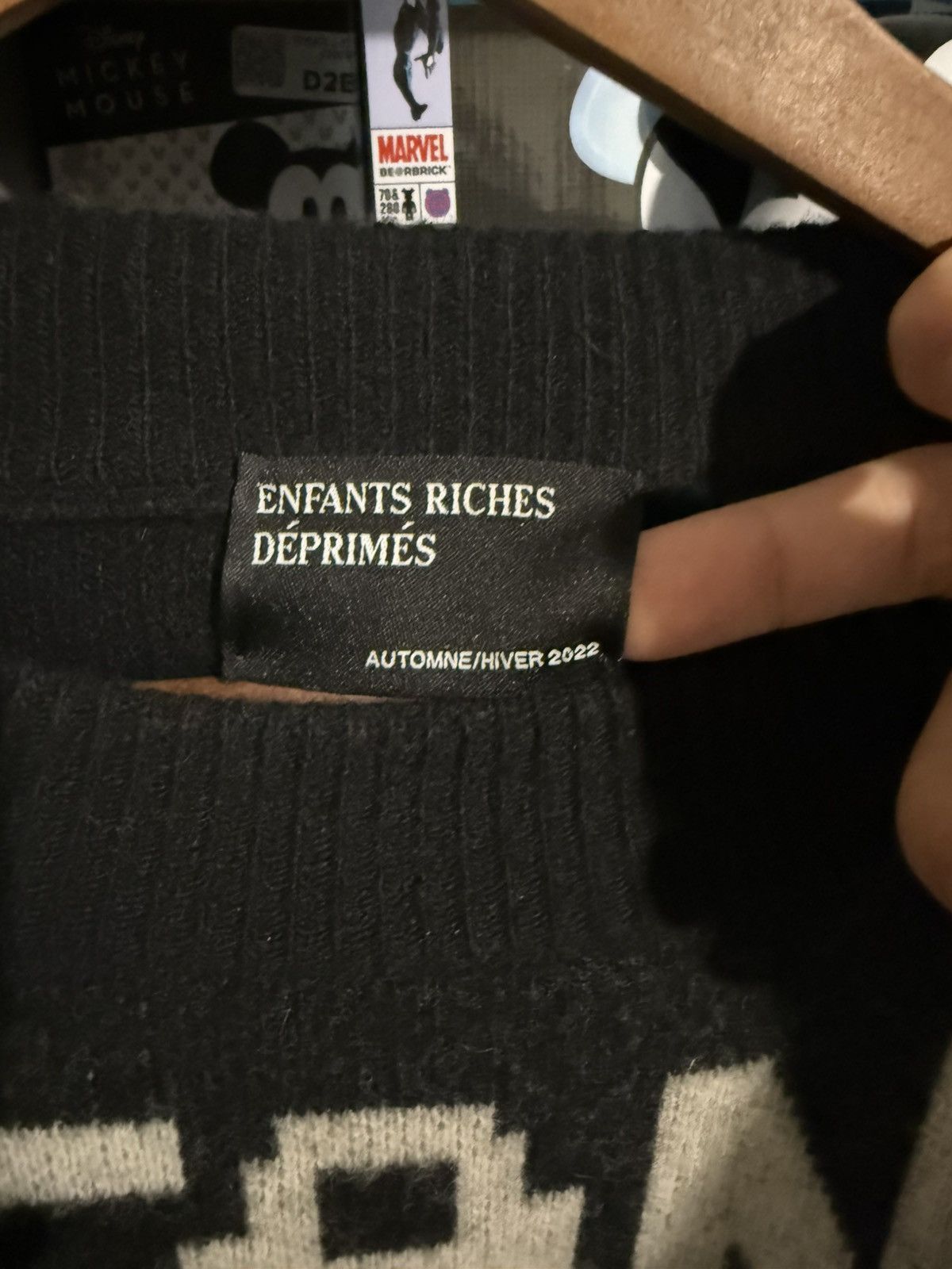 Enfants Riches Deprimes ERD Black/White Intarsia Knit Cashmere/Wool Sweater Size US L / EU 52-54 / 3 - 4 Thumbnail