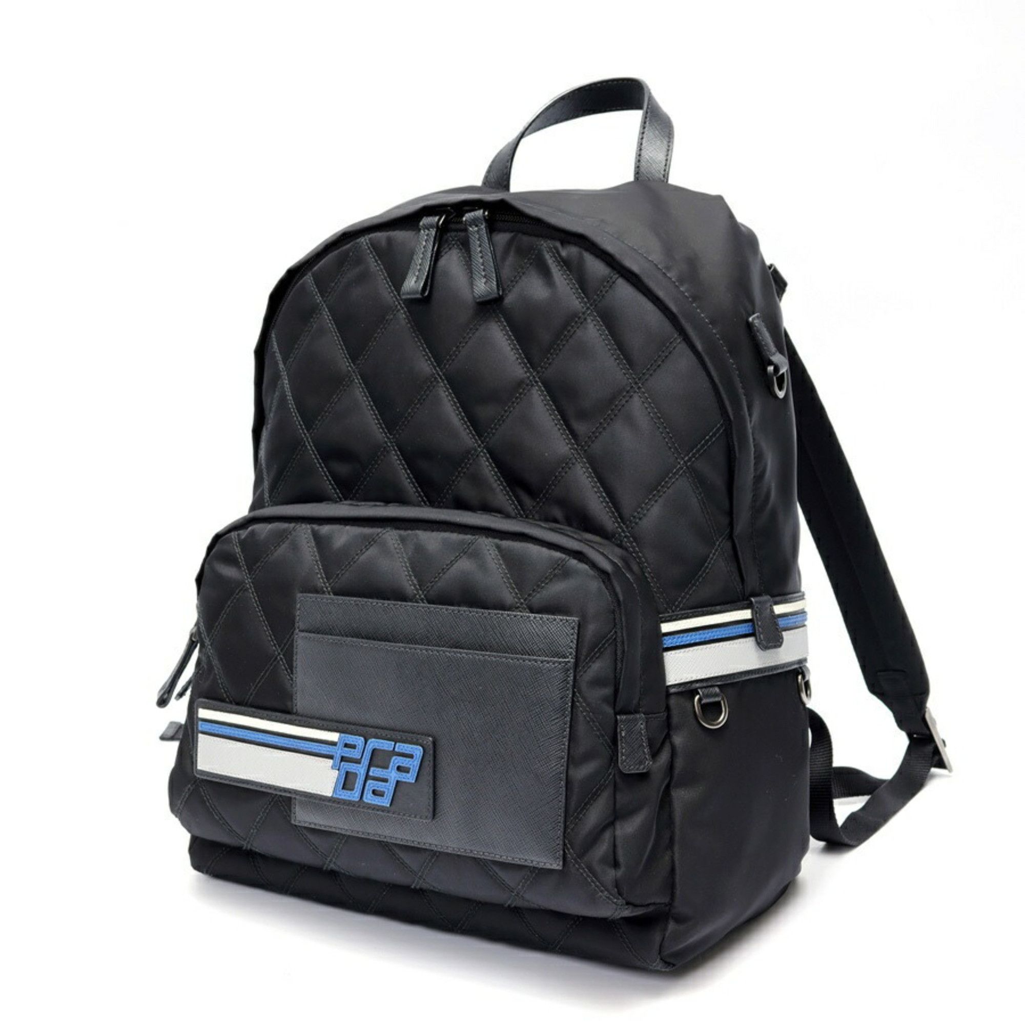 Prada PRADA Backpack Rucksack 2VZ066 Quilted Nylon Saffiano Leather Black S-158960 Size ONE SIZE - 1 Thumbnail