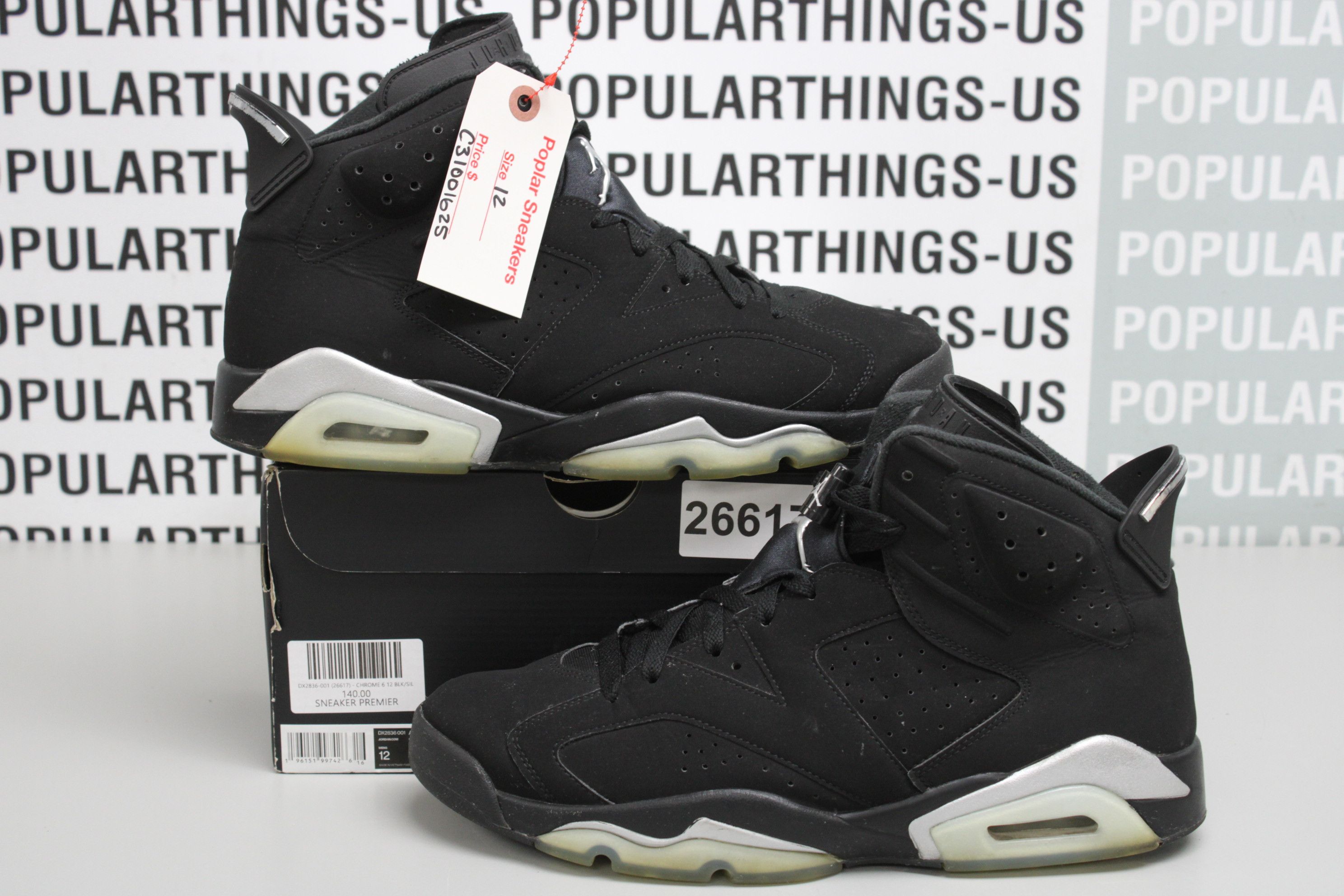 image of Air Jordan 6 Retro Chrome Size 12 Shoes in Black, Men's