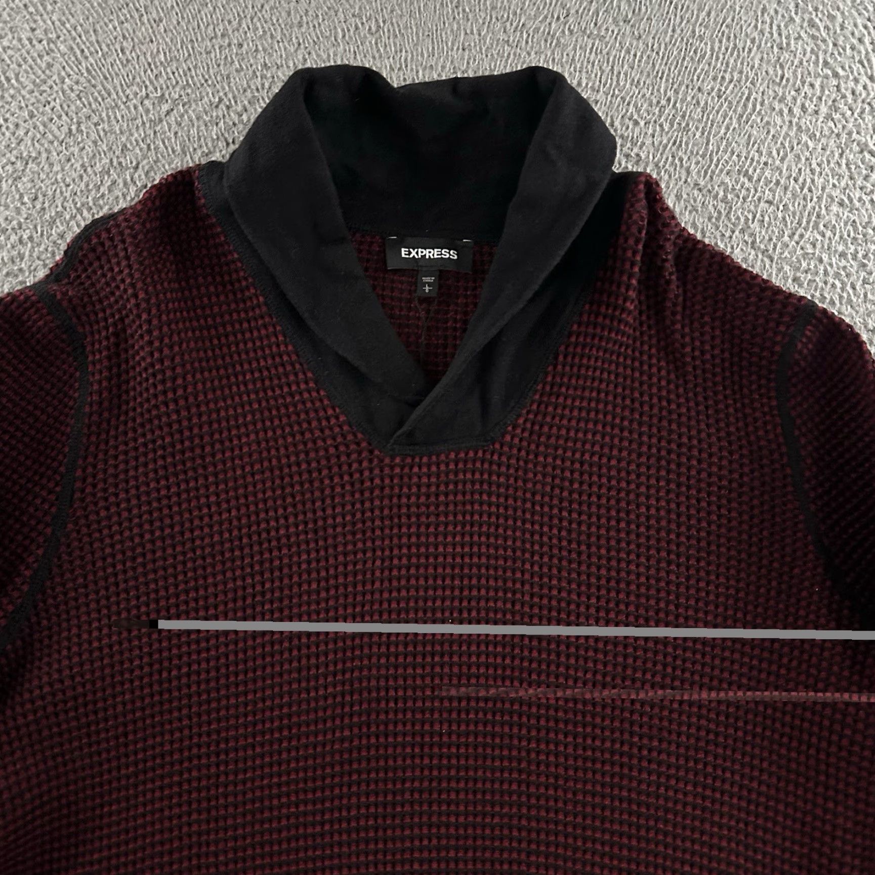 Express Express Mens Sweater Knit Shawl Collar Red Black Large Cotton Wool Blend Pullover Mens Size L Size US L / EU 52-54 / 3 - 2 Thumbnail