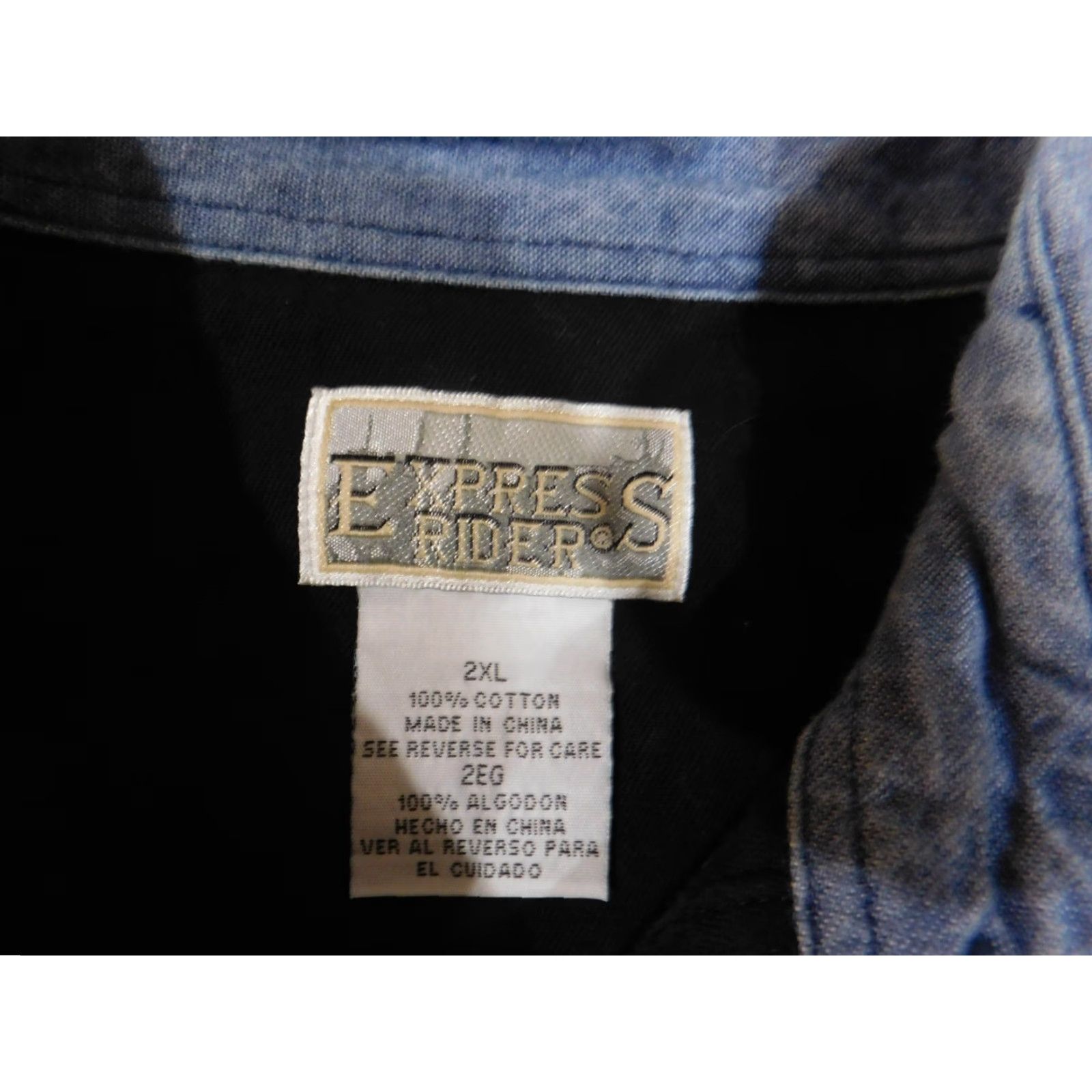 Express Express Rider Western Shirt XXL Black Button Up Denim Mens Tribal Cowboy Shirt Size US XXL / EU 58 / 5 - 5 Thumbnail