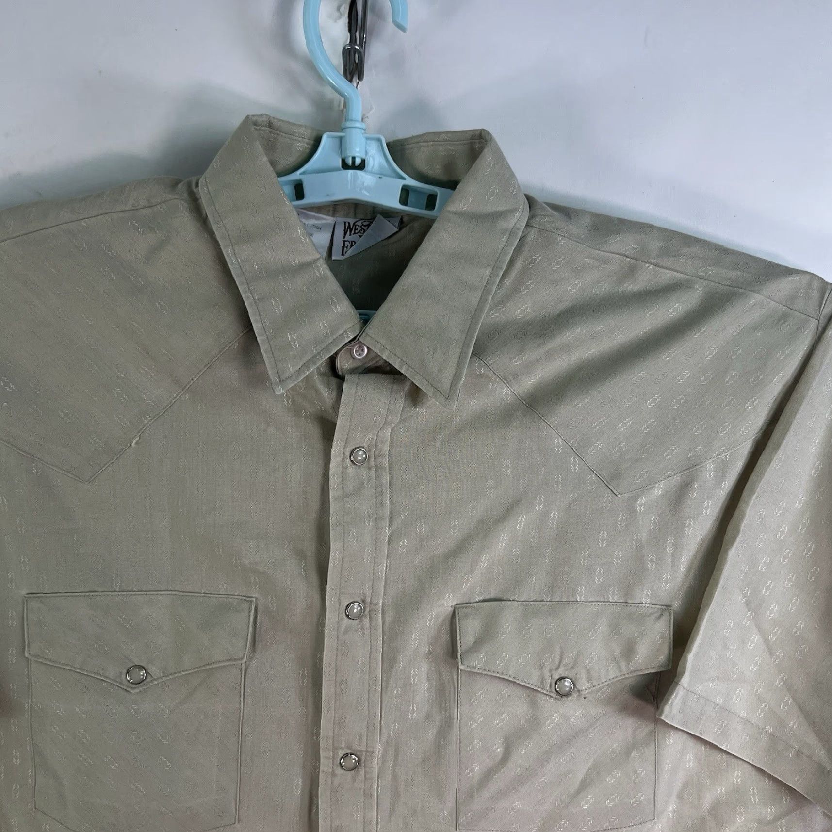 Vintage VINTAGE Frontier Button-Up Shirt Men XL Beige Short Sleeve Western Geometric Cowboy Mens Size US XL / EU 56 / 4 - 7 Thumbnail
