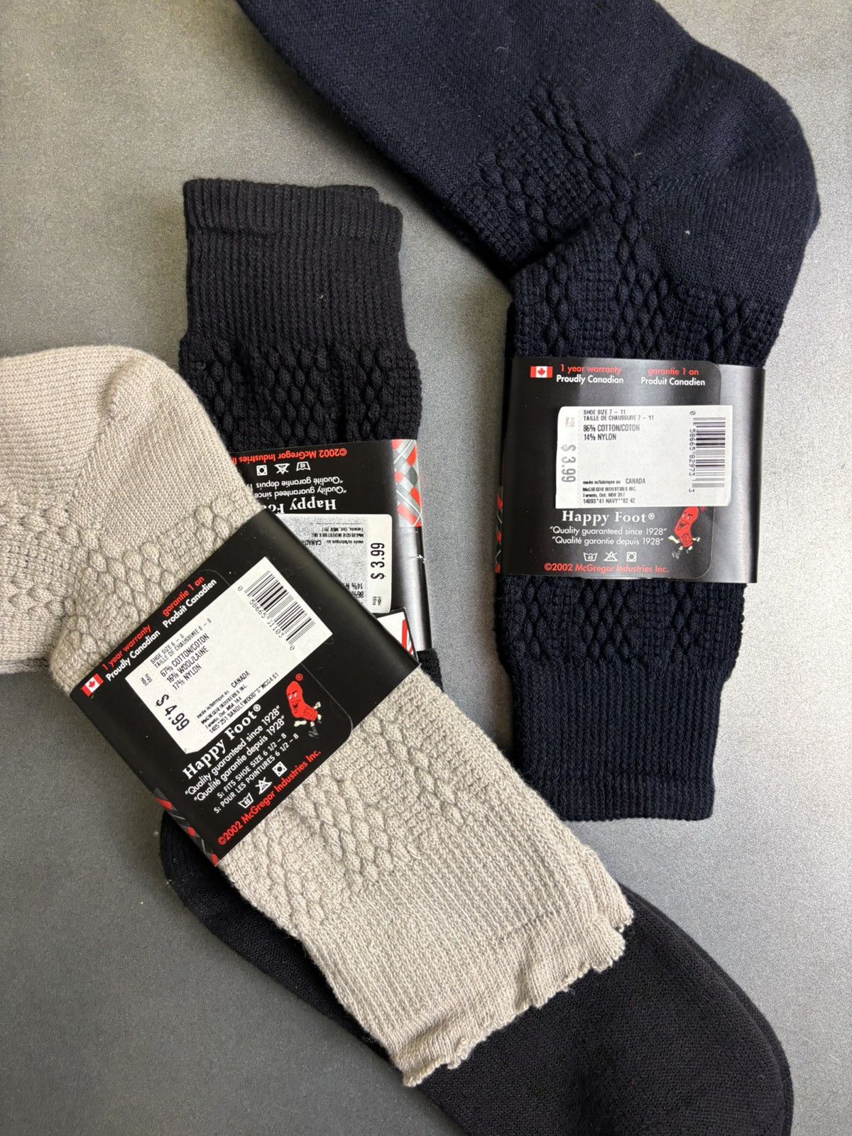 McGregor × Vintage 1990s Vintage Socks Pair Happy Foot McGregor Knit Argyle Rib Size ONE SIZE - 3 Thumbnail
